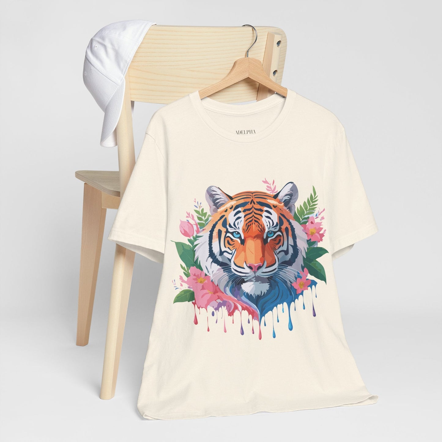 Tiger Graphic Tee Unisex Short Sleeve Shirt With Vintage Inspired Artwork By Adelpha