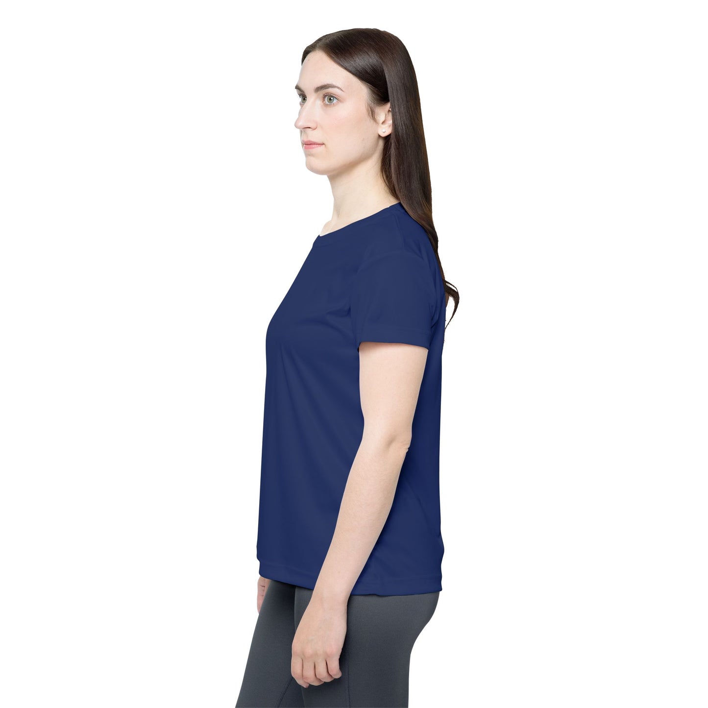Twilight Indigo Blue Solid Color Print Women's Sports Jersey Short Sleeves Poly Athletic Tee
