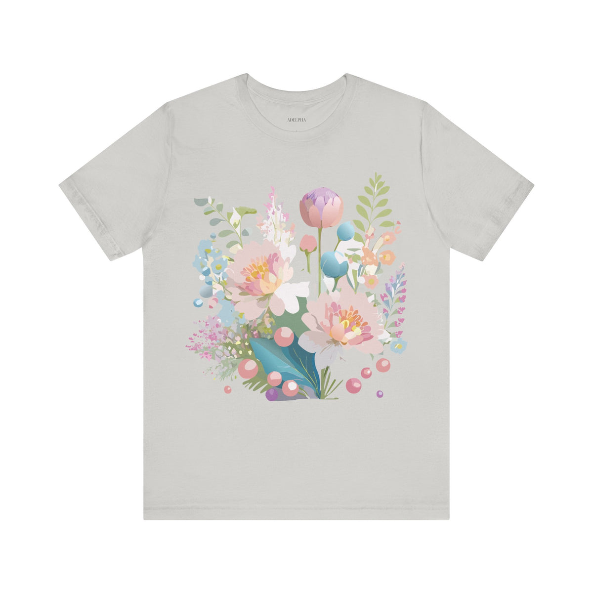 Floral Graphic Unisex Cotton Bella+Canvas Tee with Flowers Art Design n123