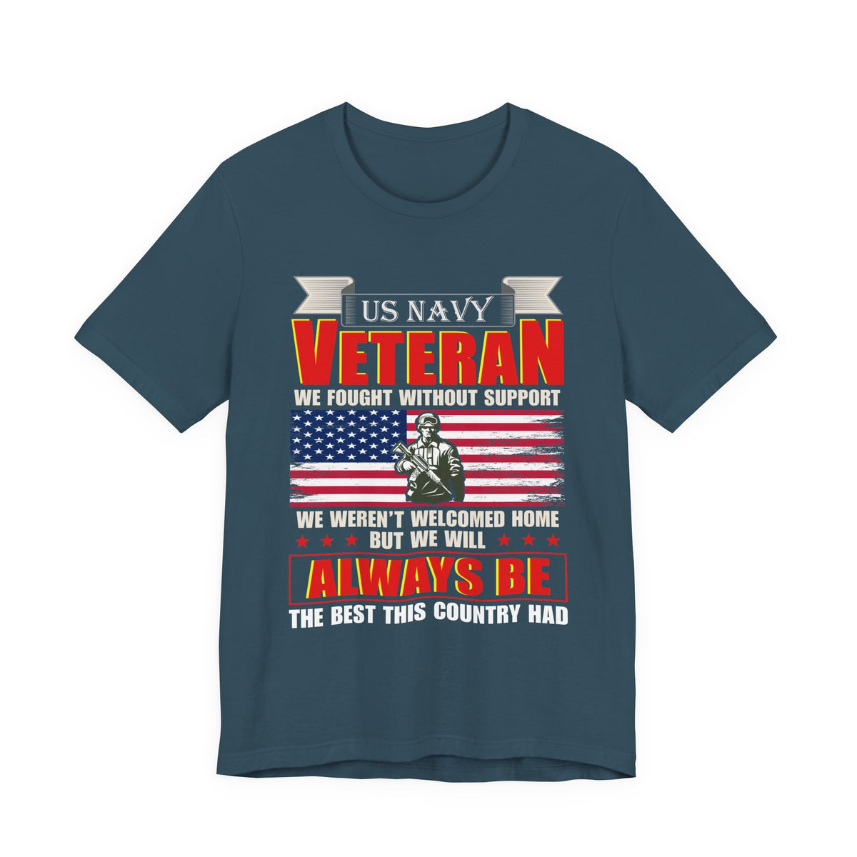US Navy Veteran T-Shirt American Flag Soldier Graphic Patriotic Military Unisex Cotton v42