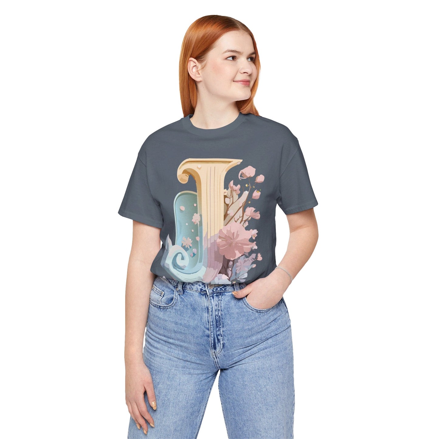 Adelpha Letter J Shirt Unisex Graphic Tee Vintage Inspired Art Design Short Sleeve