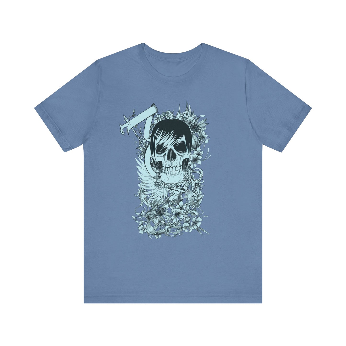 Sky Skull Graphic Design Tee, Skull Shirt, Vintage Tees, Art Design T-Shirt, Vintage Graphic Tee, Art Shirts with Skulls