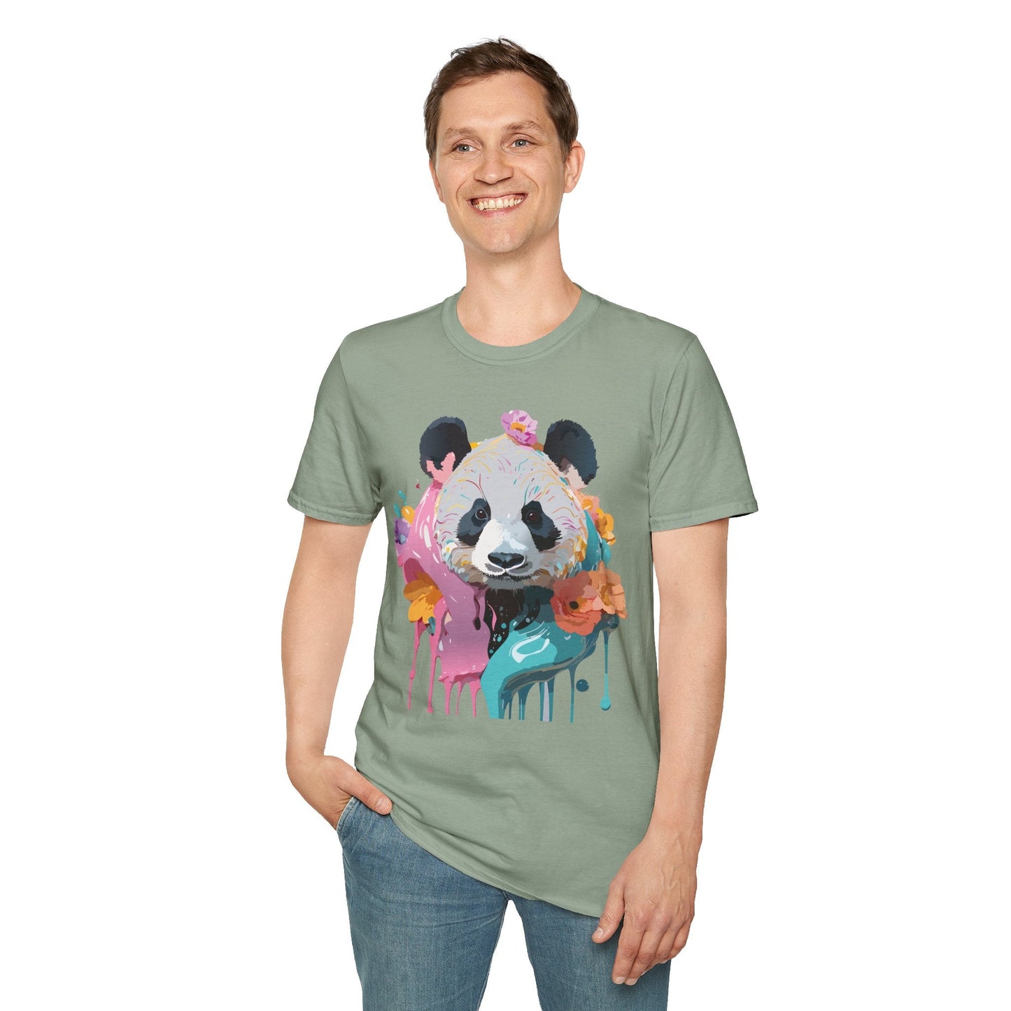 Gildan Softstyle Panda Shirt Unisex T Shirt With Panda Animal Design 100 Percent Cotton Tee