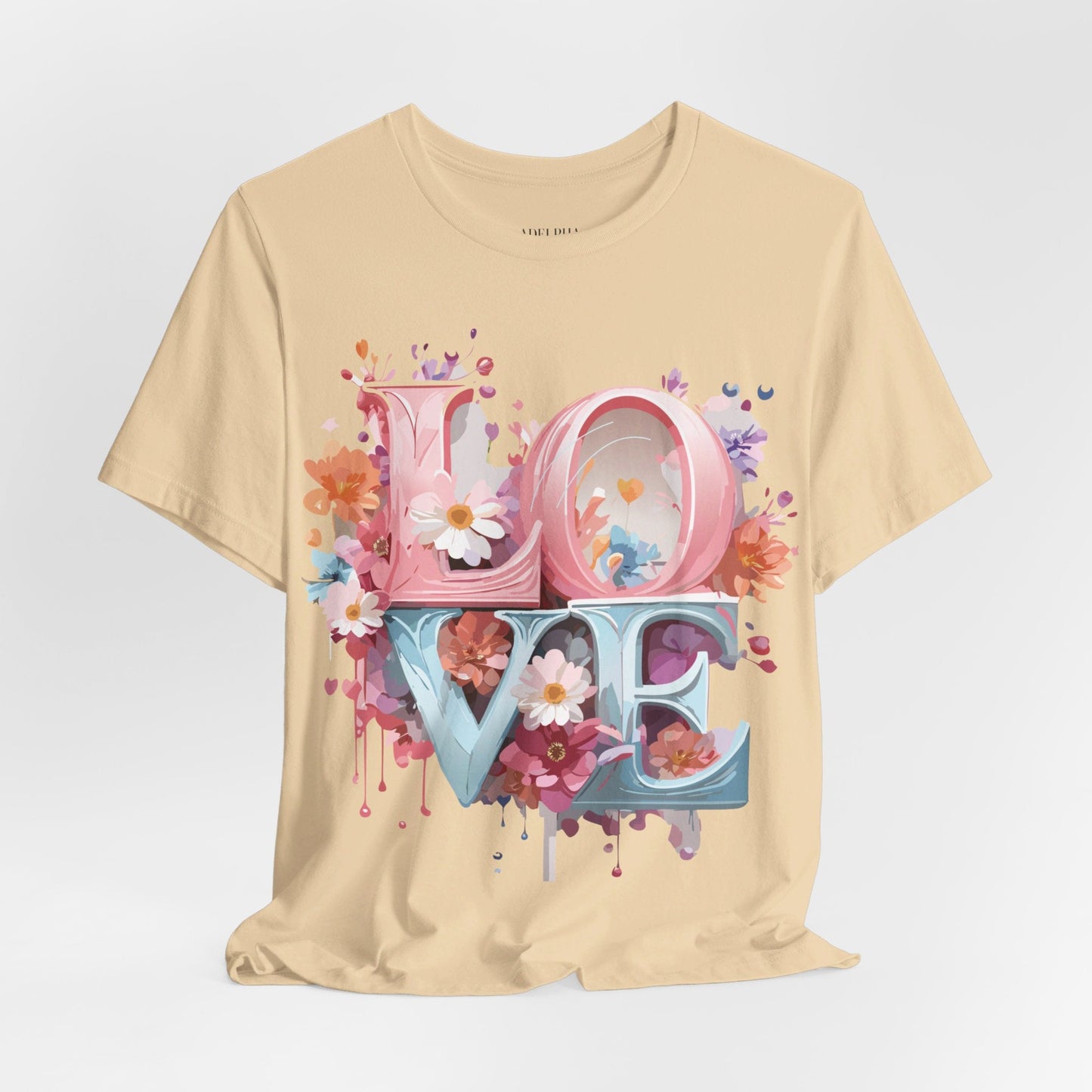 Valentine Day Graphic Unisex 100 Cotton Vintage Artwork with Love and Flower Design Tee 45