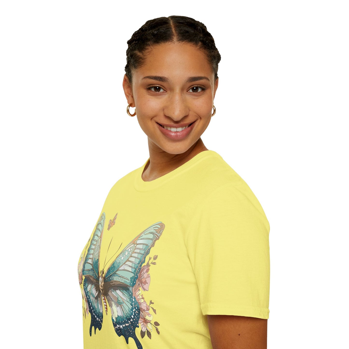 Butterfly Print Unisex T Shirt Monarch Design Softstyle 64000 Gildan Cotton Tee Quality