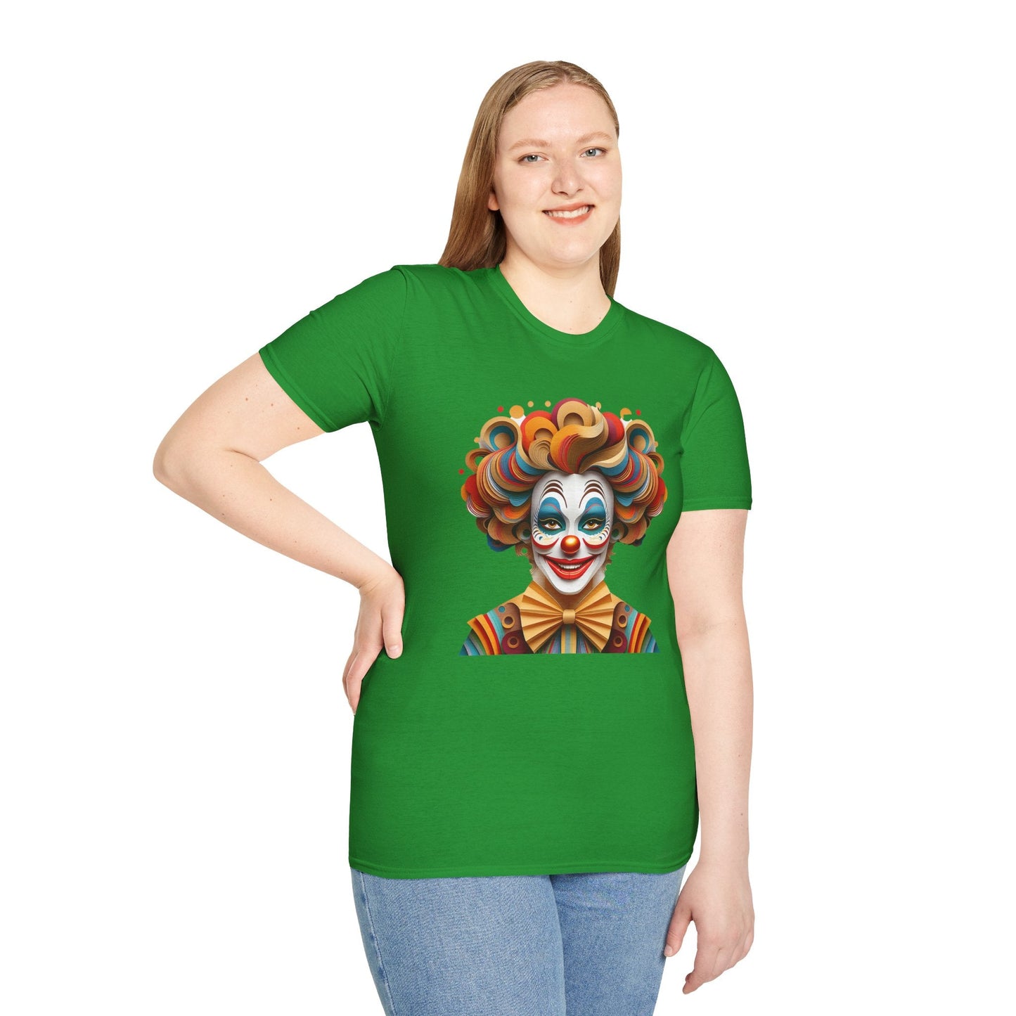 Unisex Clown Shirt Funny Man Circus Tee Short Sleeve Gildan Softstyle 64000 Cotton