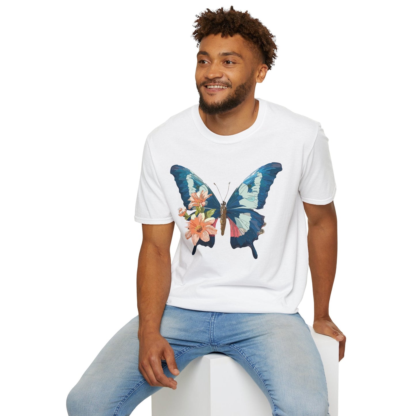 Butterfly Themed Unisex T Shirt Monarch Design Softstyle 64000 100 Cotton Tee For Everyday Comfort