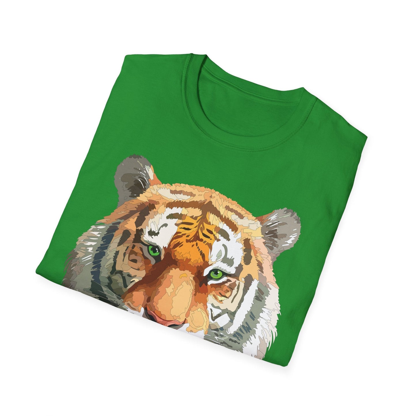 Tiger Print Shirt Unisex Animal Tee Gildan Softstyle 64000 Cotton Comfort