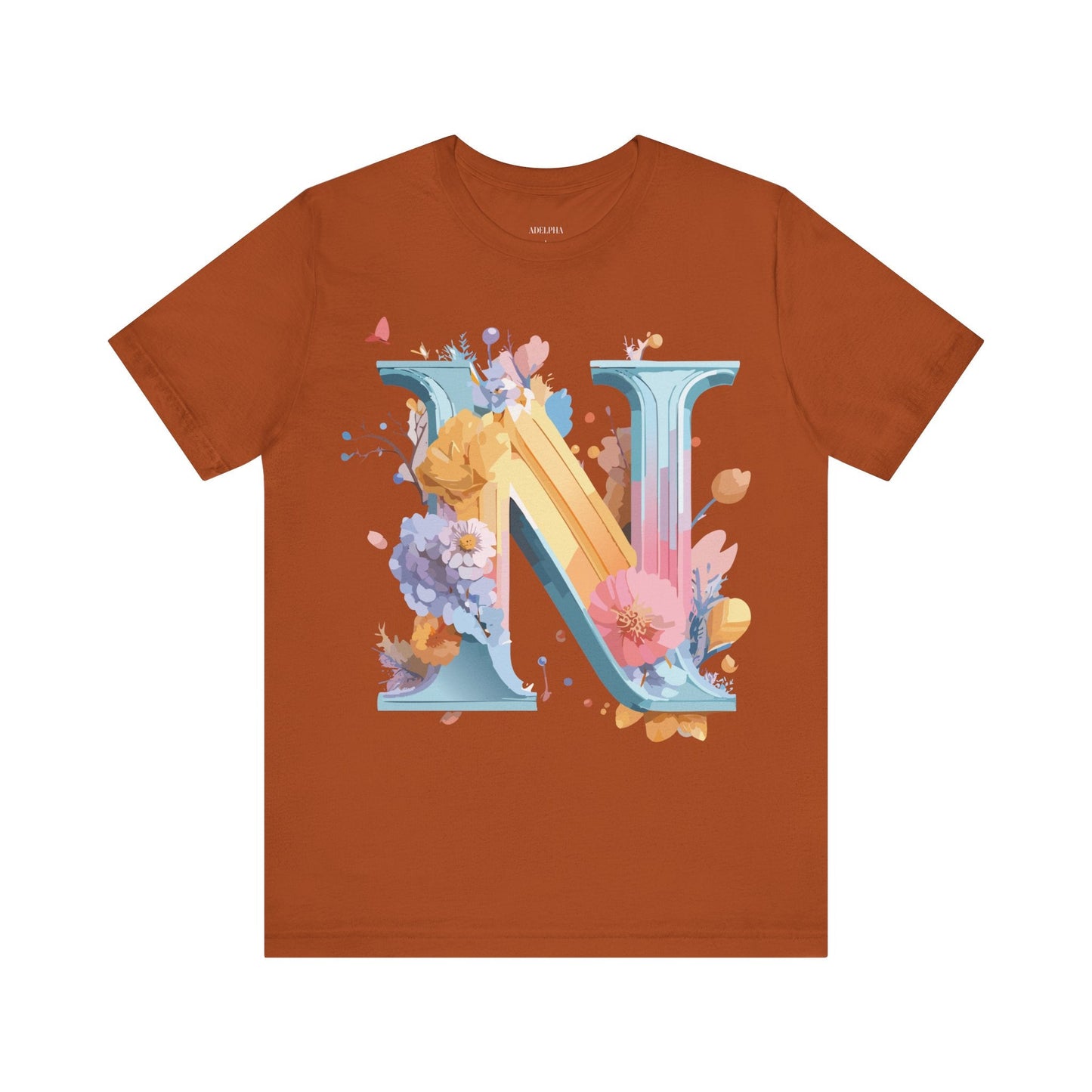 Letter N Shirt Unisex Graphic Tee With Vintage Inspired Artwork By Adelpha Premium Jersey
