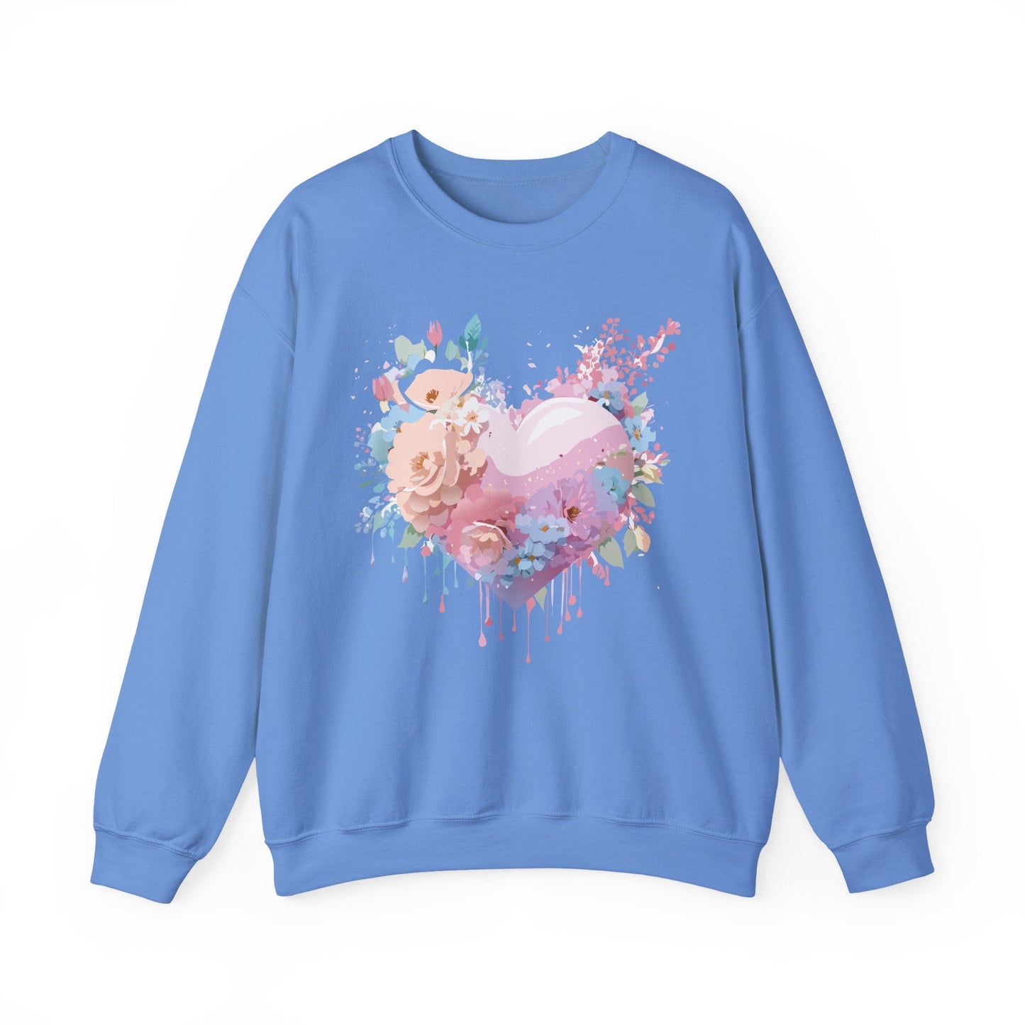 Floral Heart Sweatshirt Unisex Crewneck Valentines Day Floral Love Gildan 18000 Premium