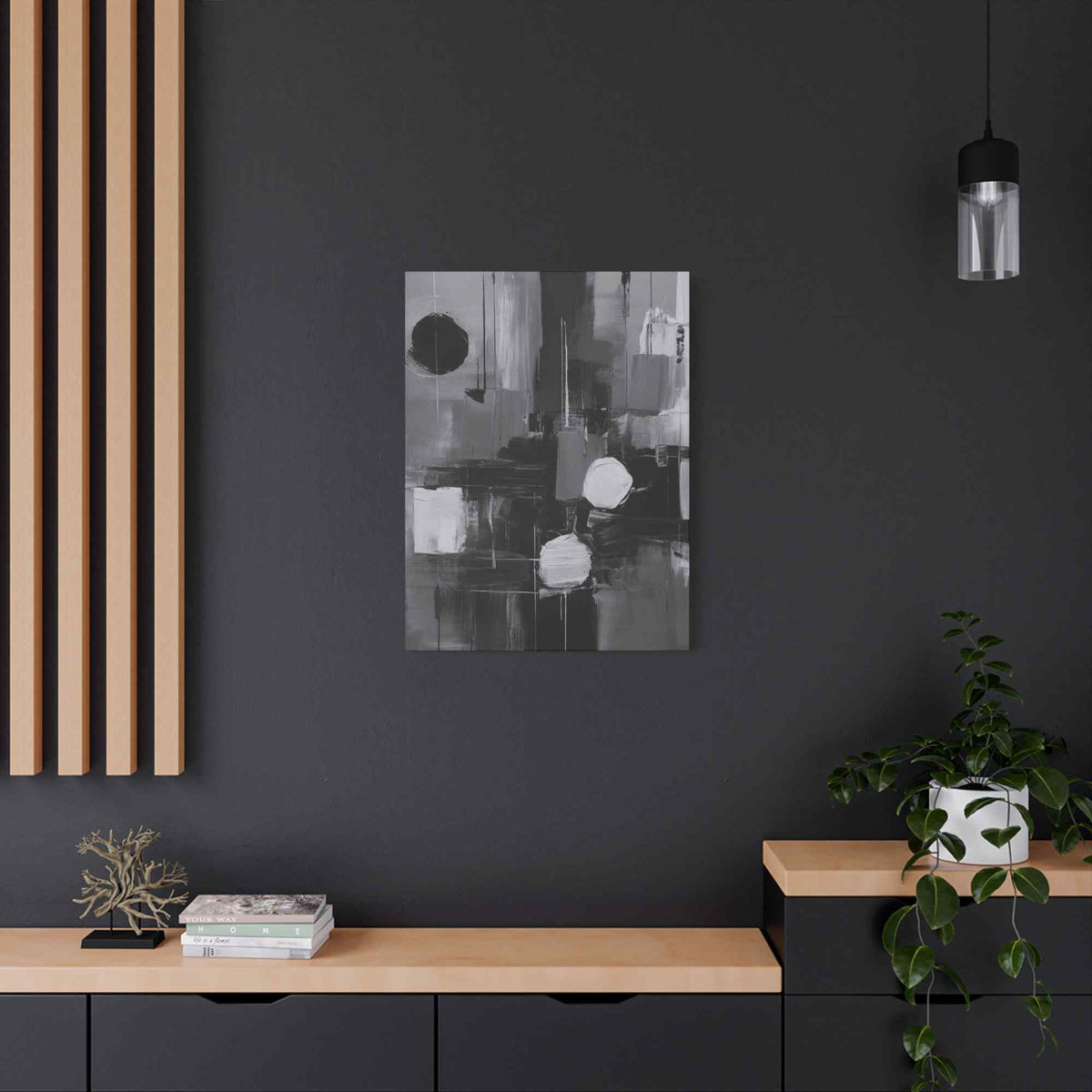 Black Abstract Painting Print Canvas 20x24,20x30,24x30, 24x32,24x36,30x40, 32x48,36x48,40x60 Pine-Wood Inner Frame ABS-16