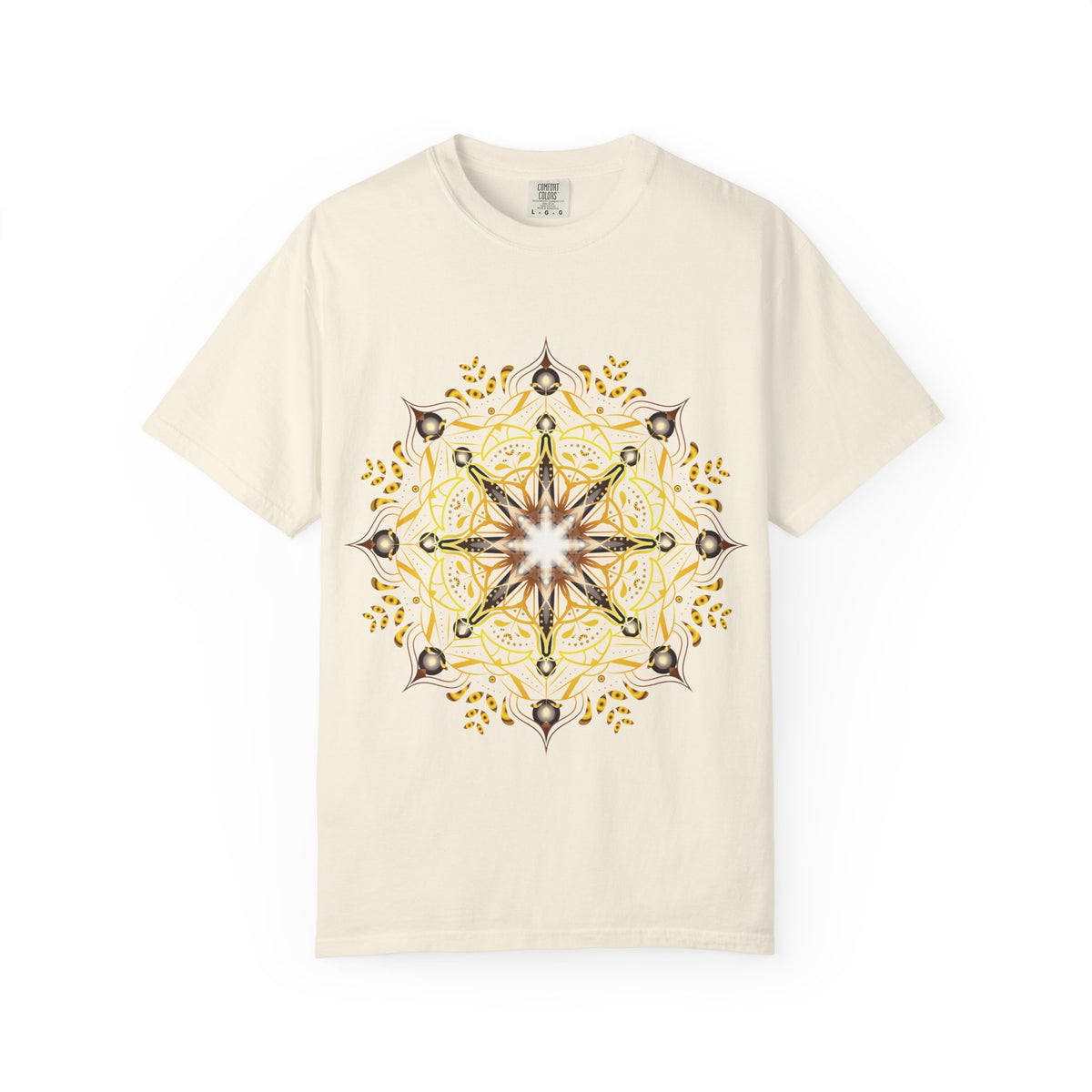 Unisex Garment Dyed Cotton T-Shirt with Mandala Graphic Design