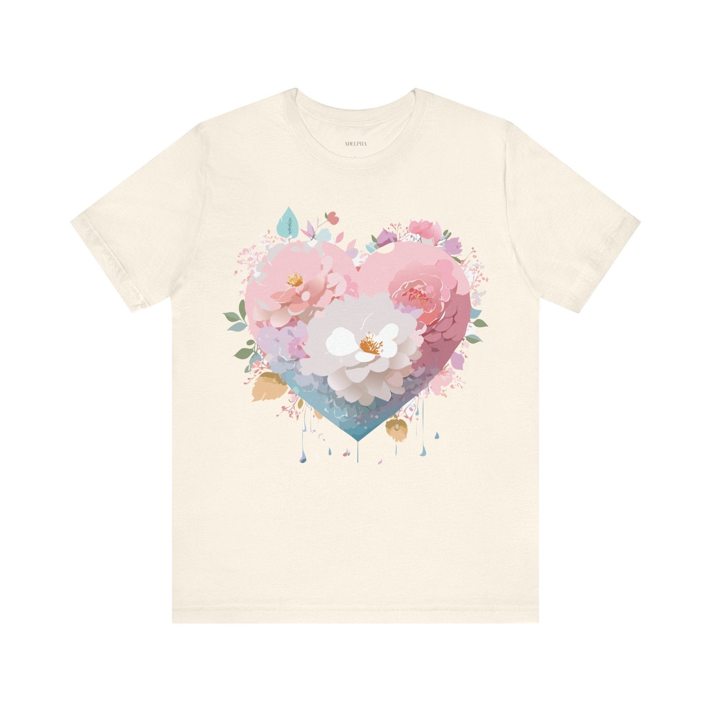 Valentine Day Graphic Unisex 100 Cotton Vintage Artwork with Love and Flower Design Tee 35