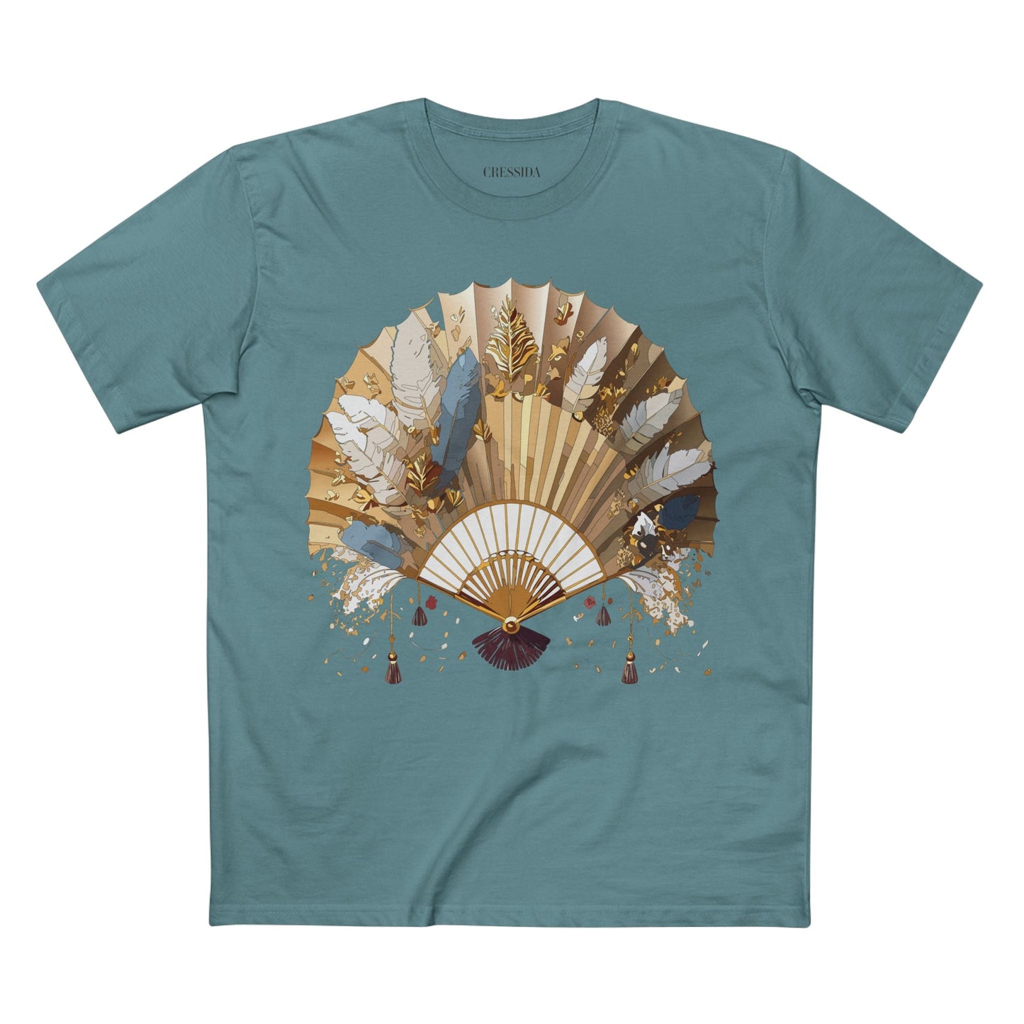 Antique Fan Graphic Design T-Shirt Unisex 100 Cotton Floral Carnival Artwork Tee 8