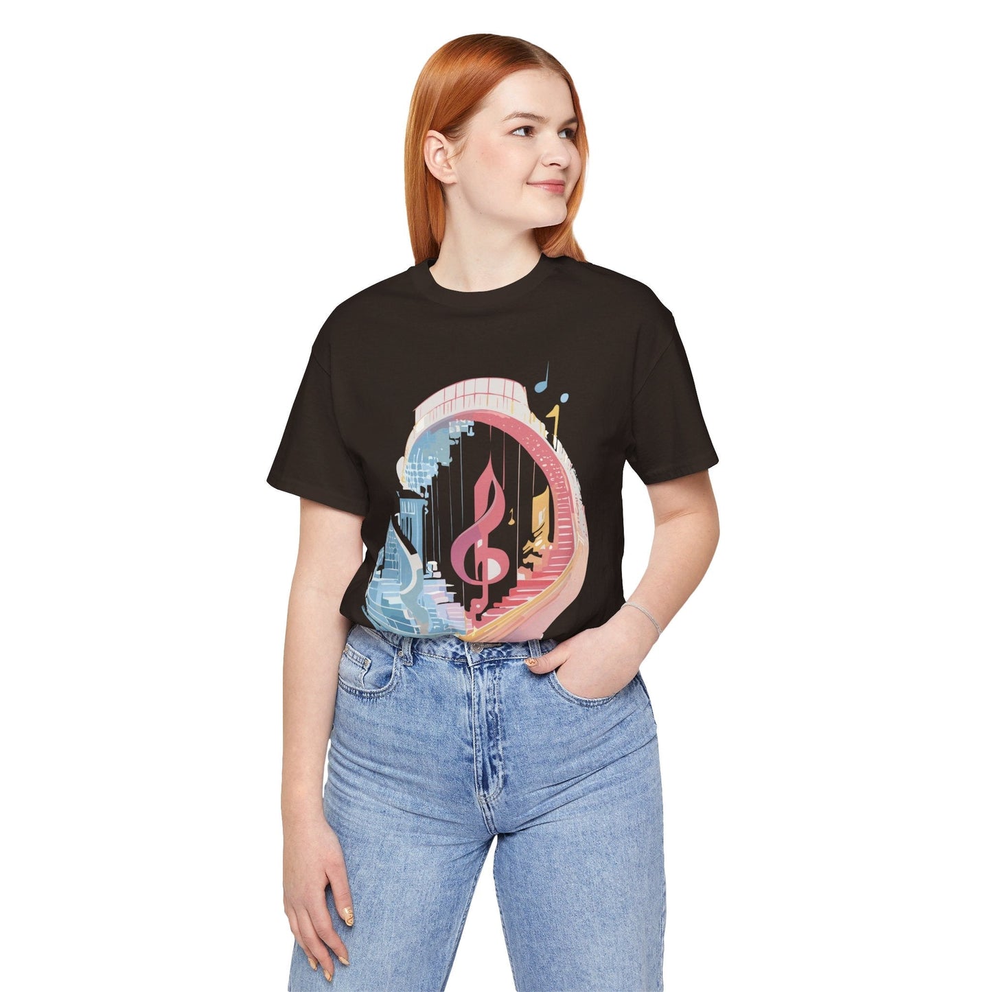 Music Graphic Unisex 100 Cotton Vintage Art with Musical Elements Tee 33