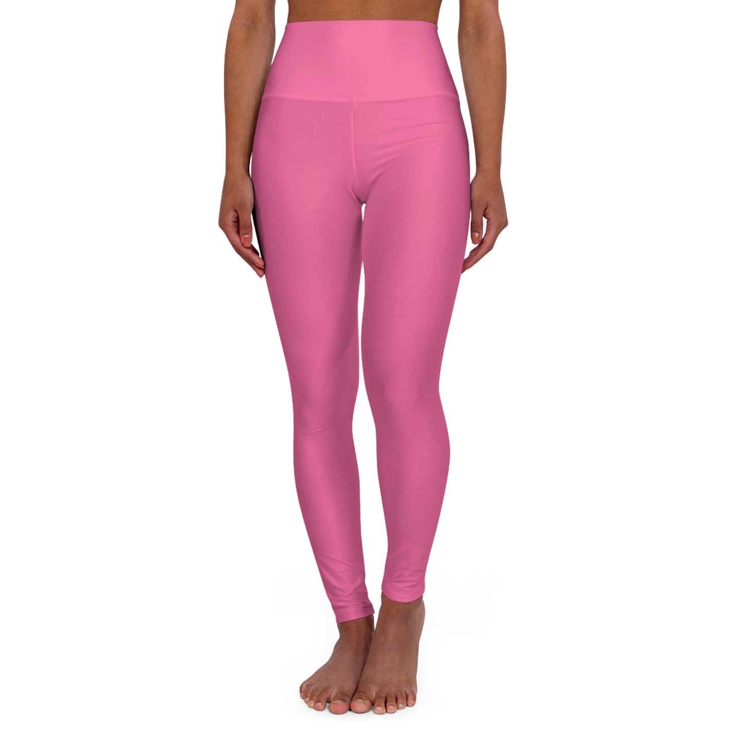 High-Waisted Rose Kiss Pink Yoga Leggings Women's Seamless Poly-Span Stretchy Pink Activewear Pants