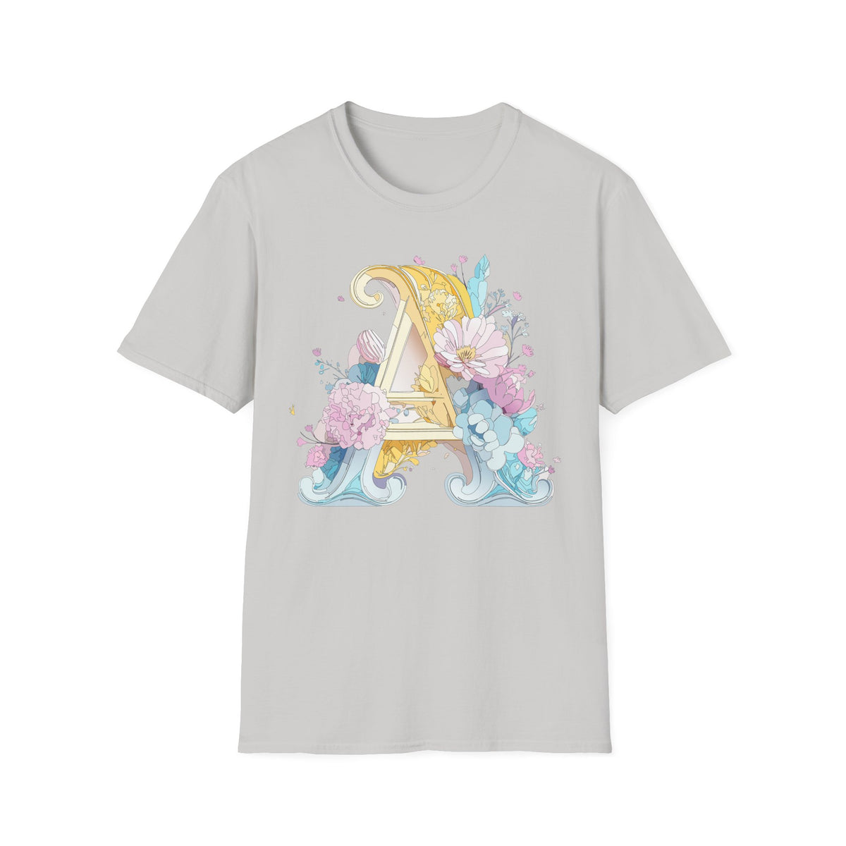 Floral Letter A T-Shirt | Decorative Monogram Initial Tee