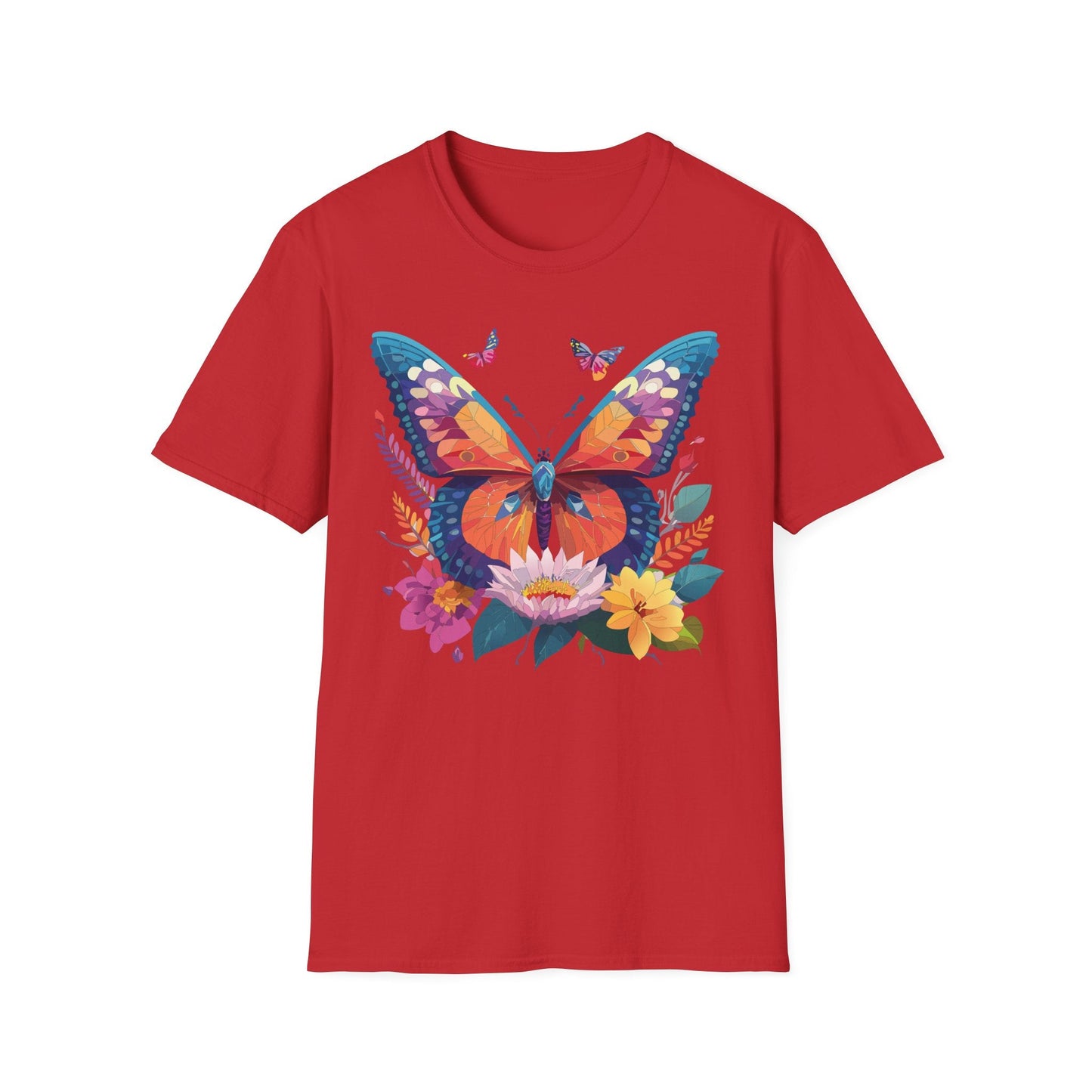 Butterfly Print Unisex T Shirt Softstyle 64000 Monarch Butterfly Themed Tee Ring Spun Cotton