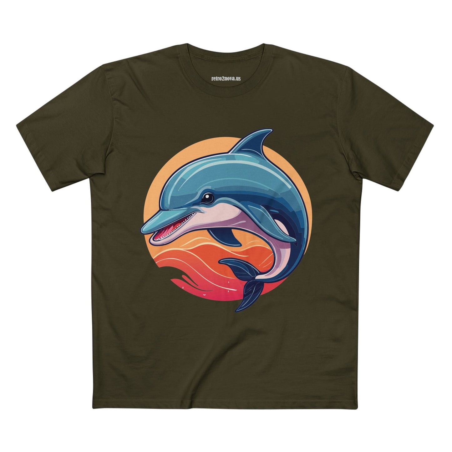 Unisex Dolphin Shirt With Original Art Design Retro2Nova Premium Cotton Tee For Everyday Comfort And Style