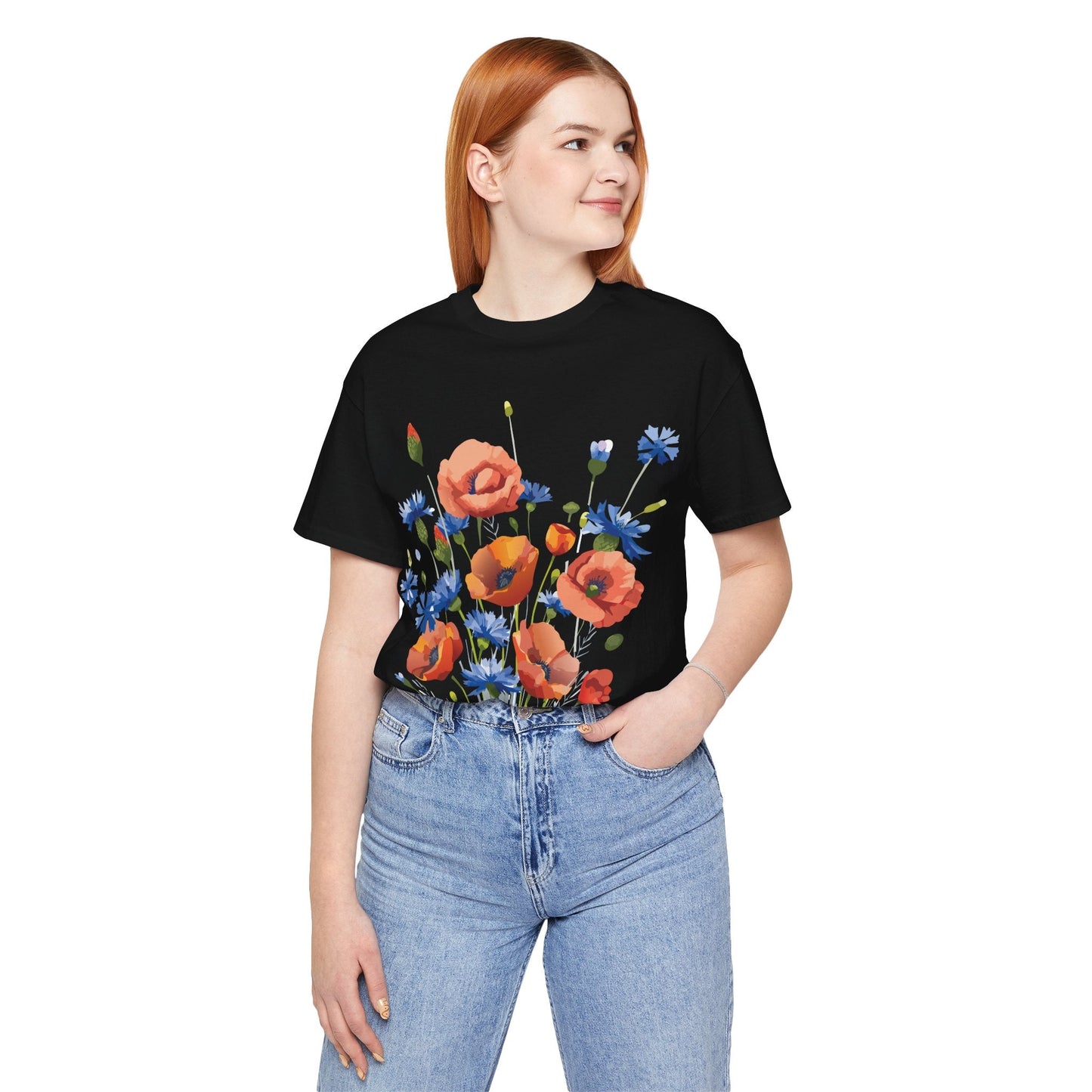 Unisex Floral Shirt Floral Print Tee Lightweight Breathable Fabric Short Sleeve Casual Wear