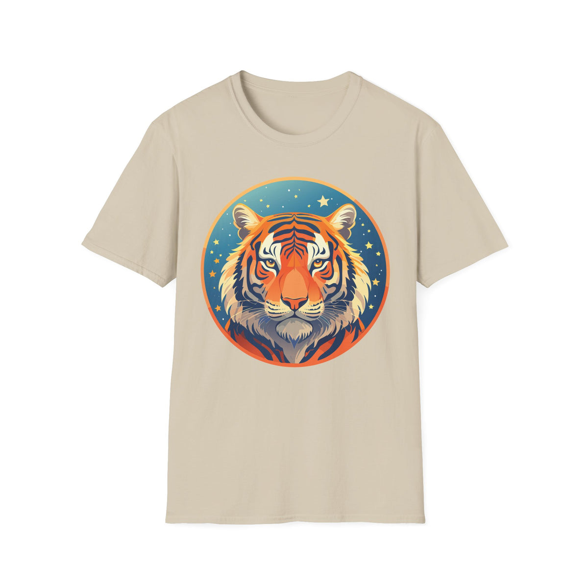Tiger Head Illustration T-Shirt | Retro Celestial Stars