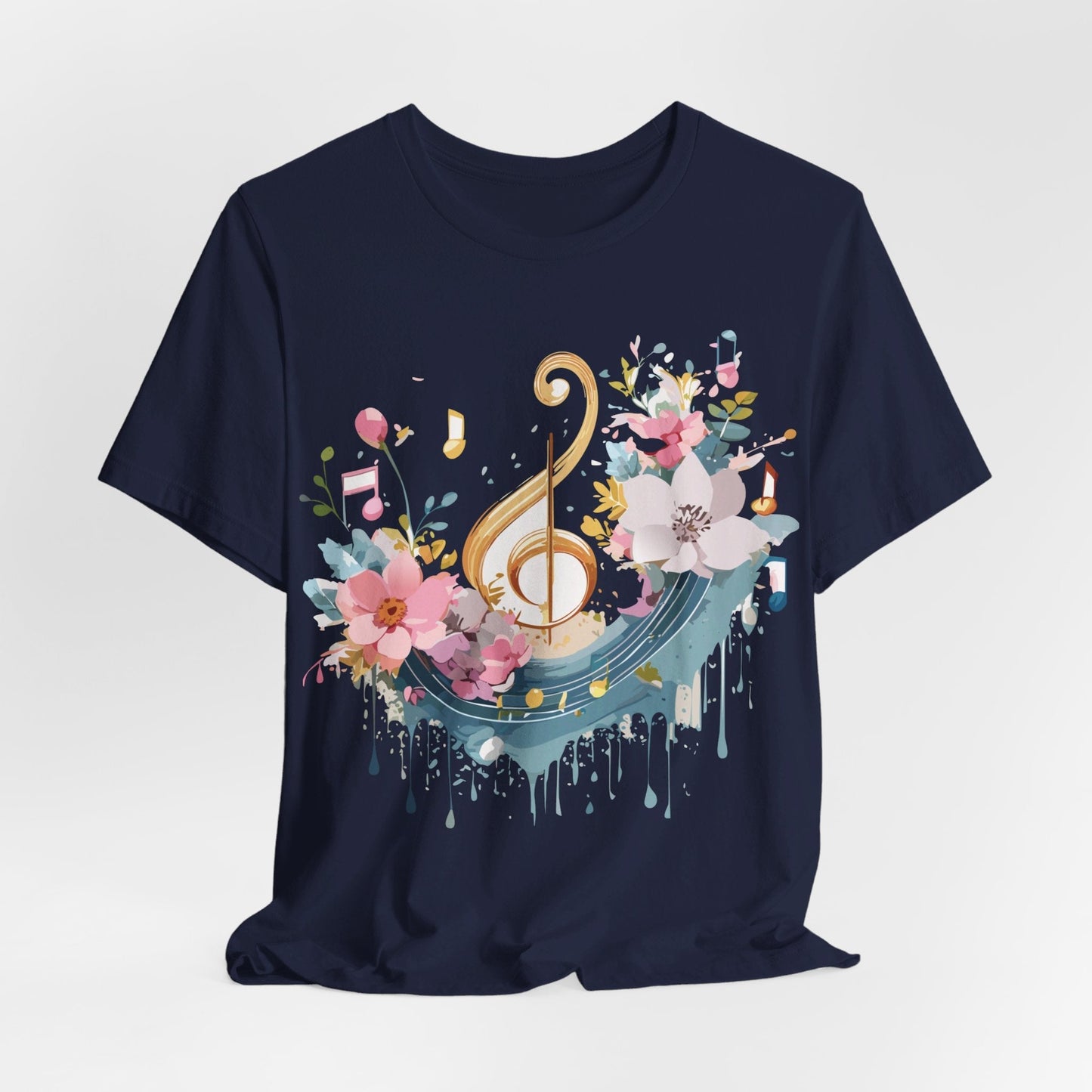 Music Graphic Unisex 100 Cotton Vintage Art with Musical Elements Tee 65