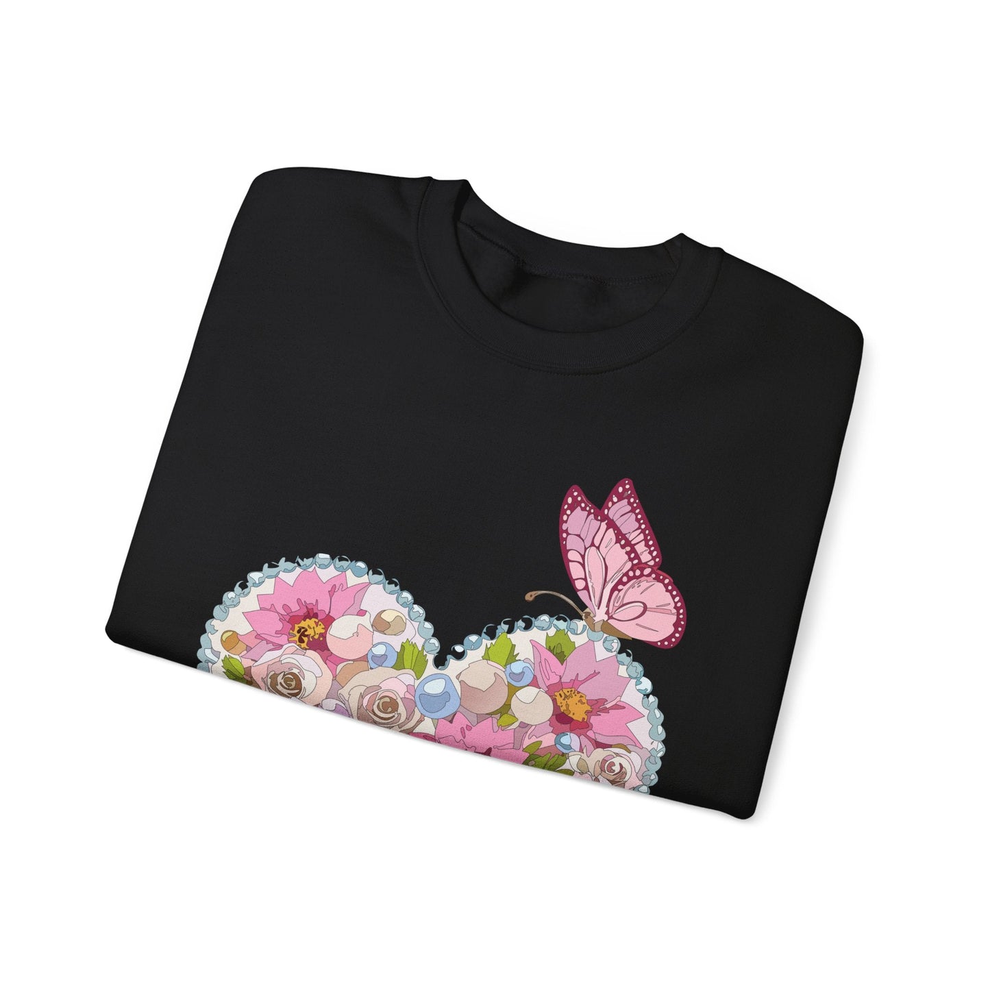 Floral Heart Sweatshirt Unisex Crewneck Valentines Day 50 50 Heavy Blend Gildan 18000