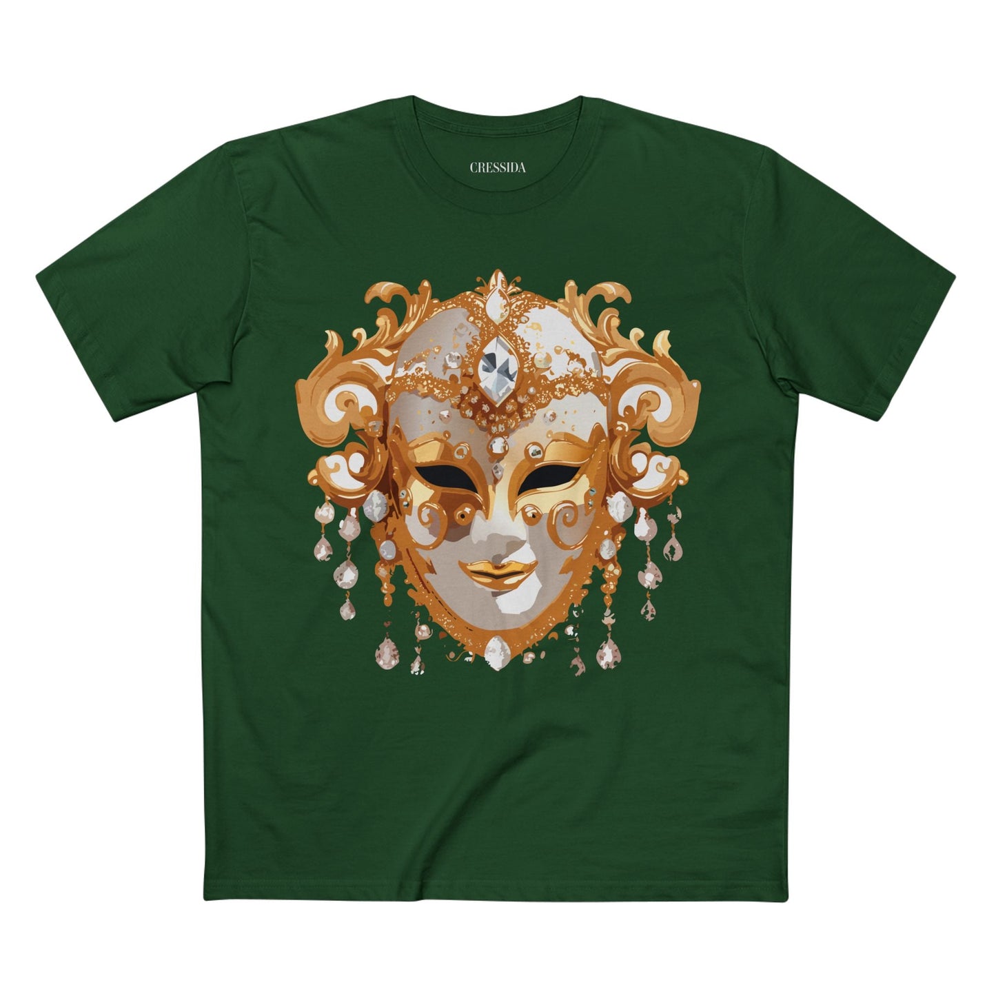 Carnival Mask Graphic T-Shirt Unisex 100 Cotton With Antique Gold Art Design Tee 24
