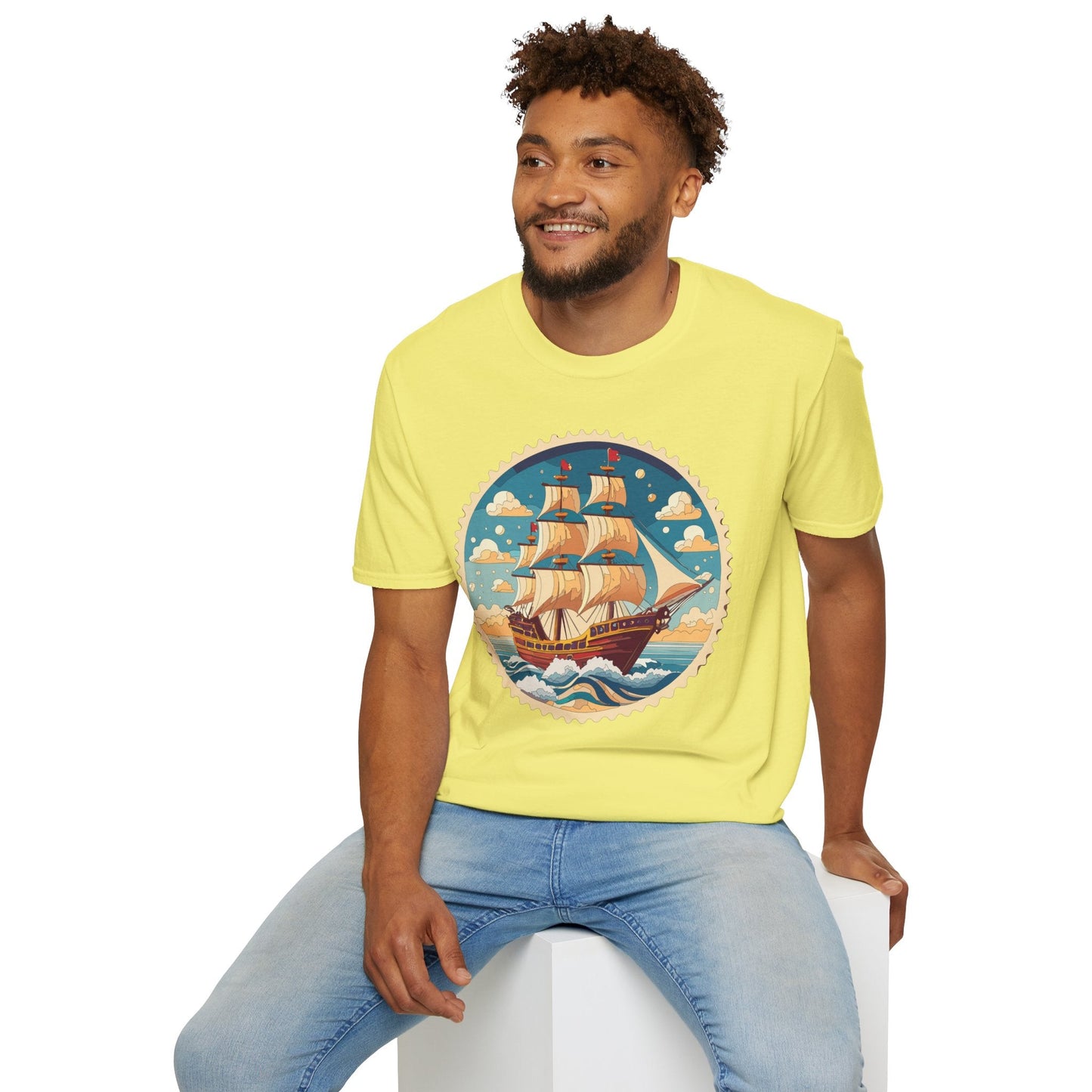 Frigate Ship T Shirt Unisex Short Sleeve 100 Percent Ring Spun Cotton Soft Tee Gildan 64000