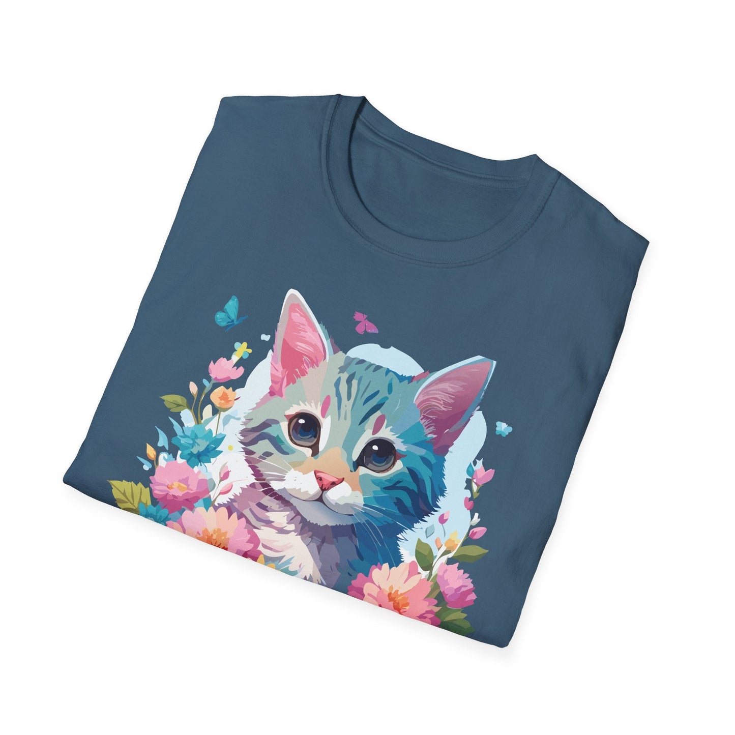 Cat Shirt Unisex Tee Kitten Cat Tee Softstyle 100 Percent Cotton Gildan 64000
