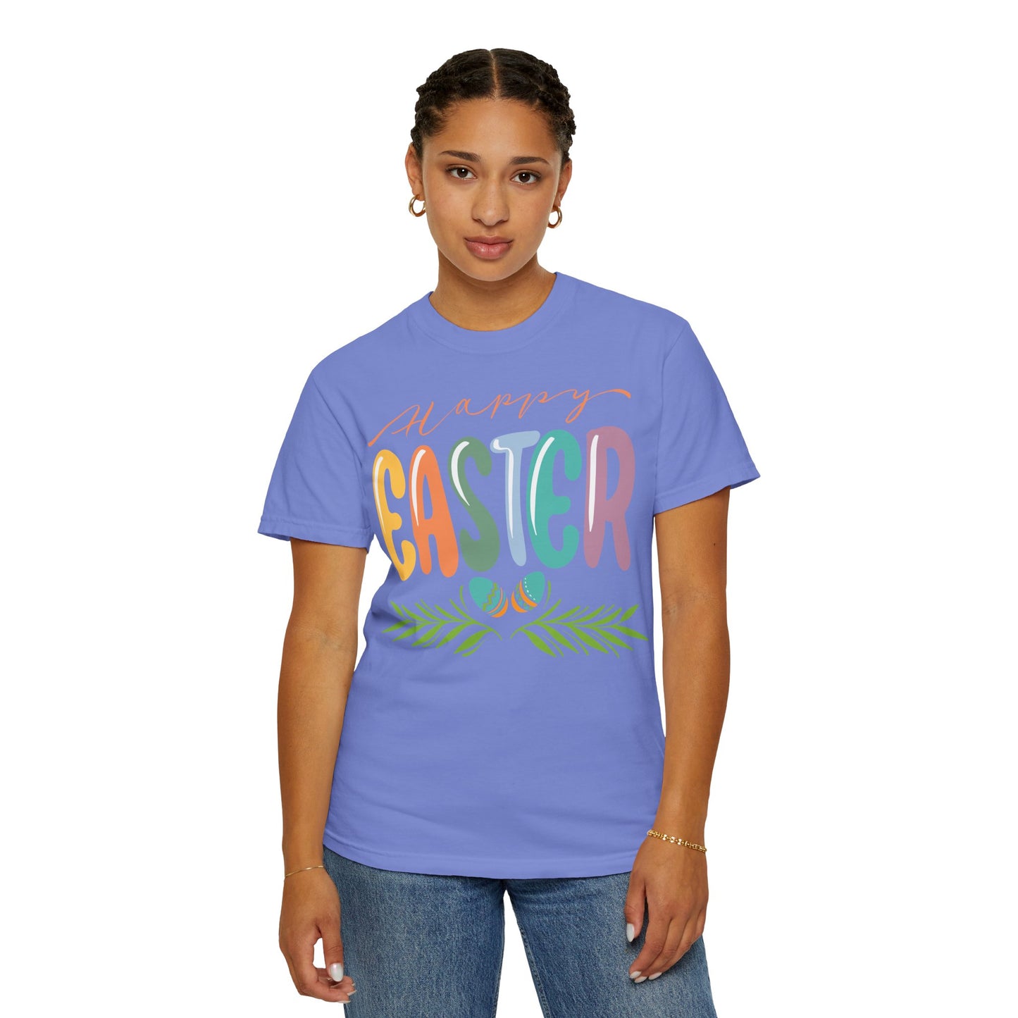Happy Easter T-Shirt, Tee Shirt with Easter Signature, T Shirt with Easter Prints, Tee Shirt with Easter Design