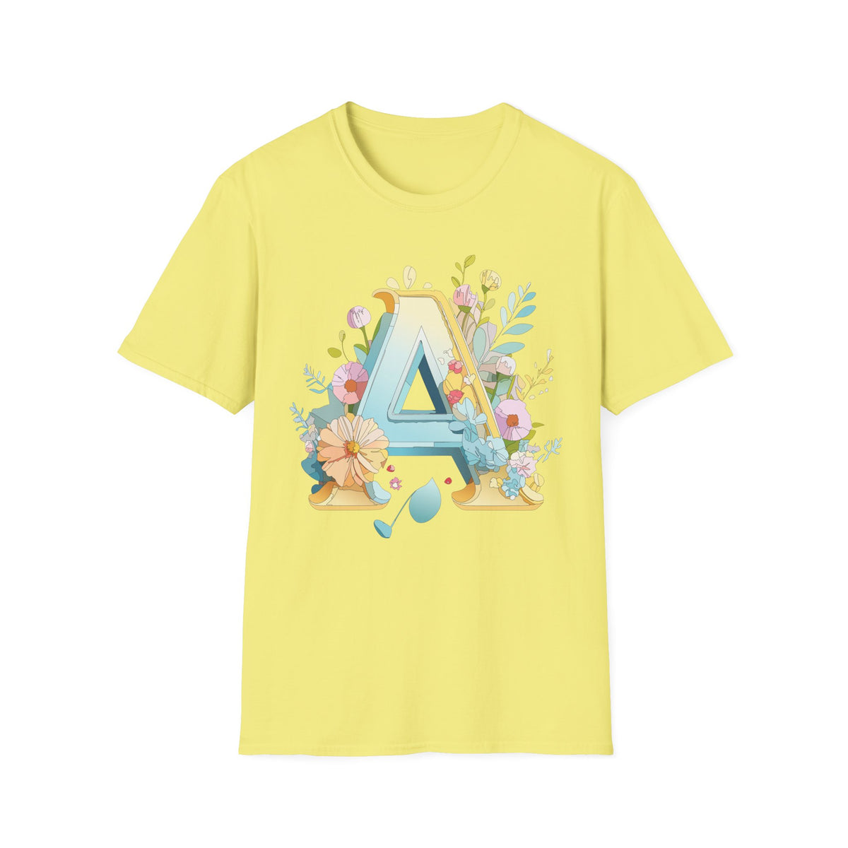 Floral Letter A T-Shirt | Monogram Initial Tee