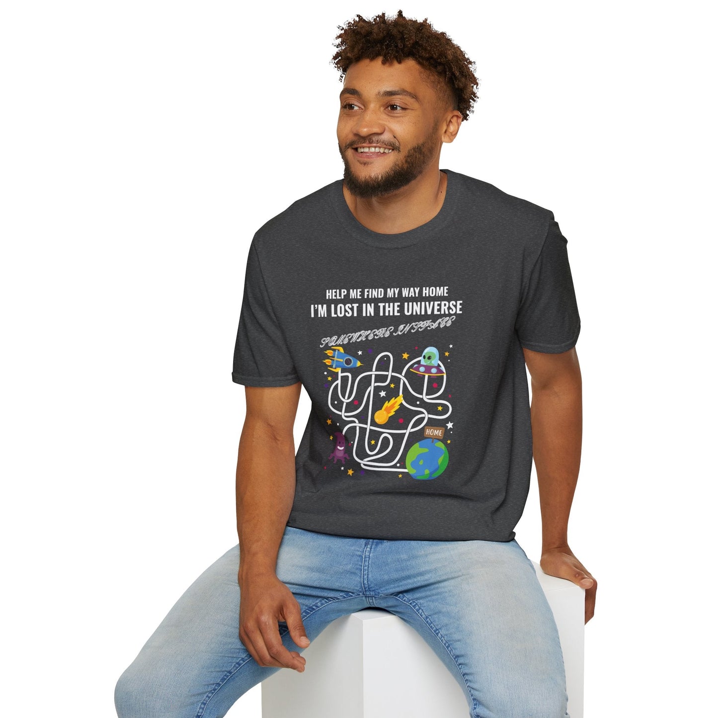 Lost in the Universe Maze TShirt Unisex Cotton Funny Space Puzzle Tee