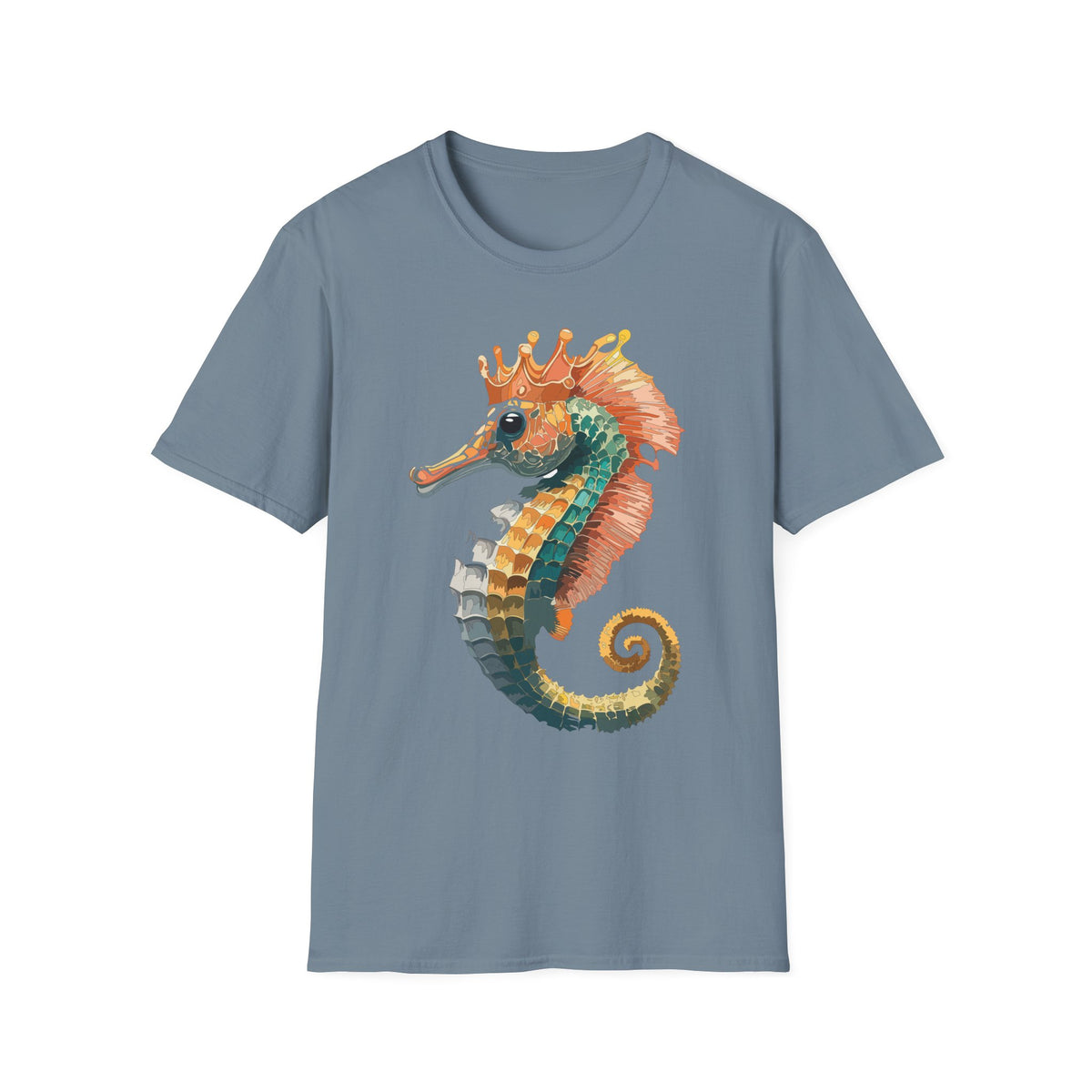 Watercolor Seahorse Crown T-Shirt | Colorful Ocean Art
