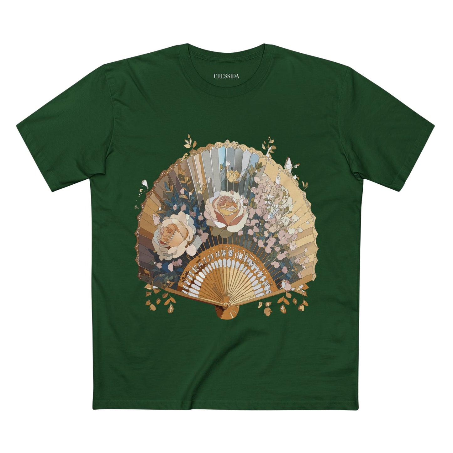 Antique Fan Graphic Design T-Shirt Unisex 100 Cotton Floral Carnival Artwork Tee 6