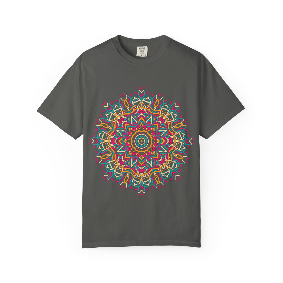 Unisex Garment Dyed Cotton T-Shirt with Mandala Graphic Design