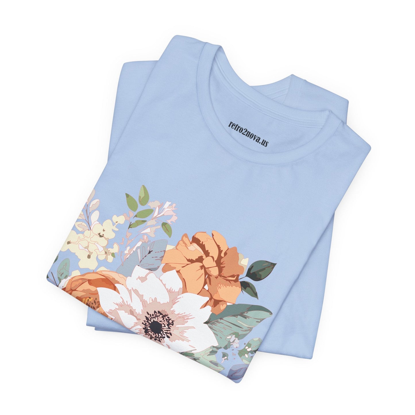 Unisex Floral Shirt Jersey Short Sleeve Tee Lightweight Breathable Flowers Collection Retro2Nova