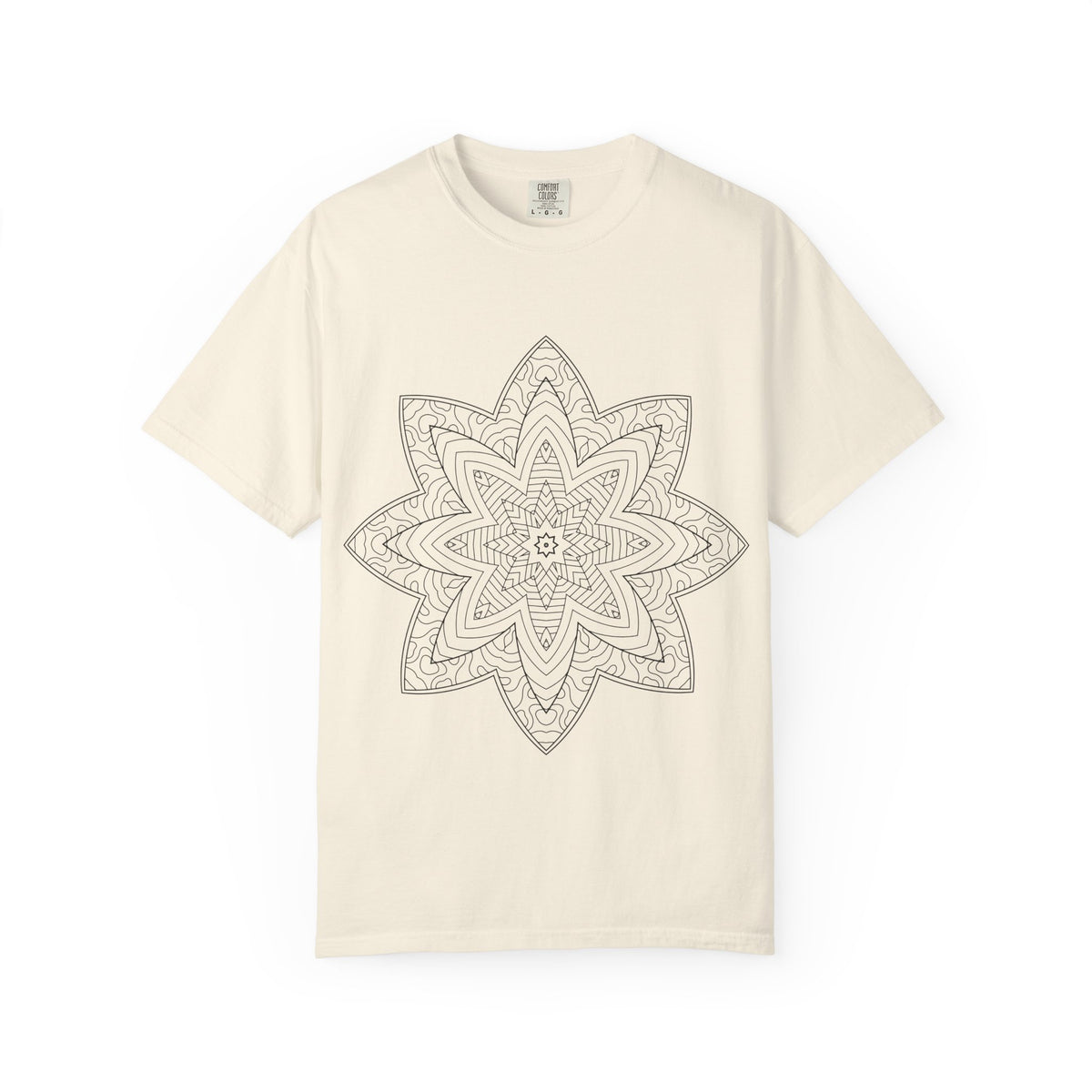 Unisex Garment Dyed Cotton T-Shirt with Mandala Graphic Design