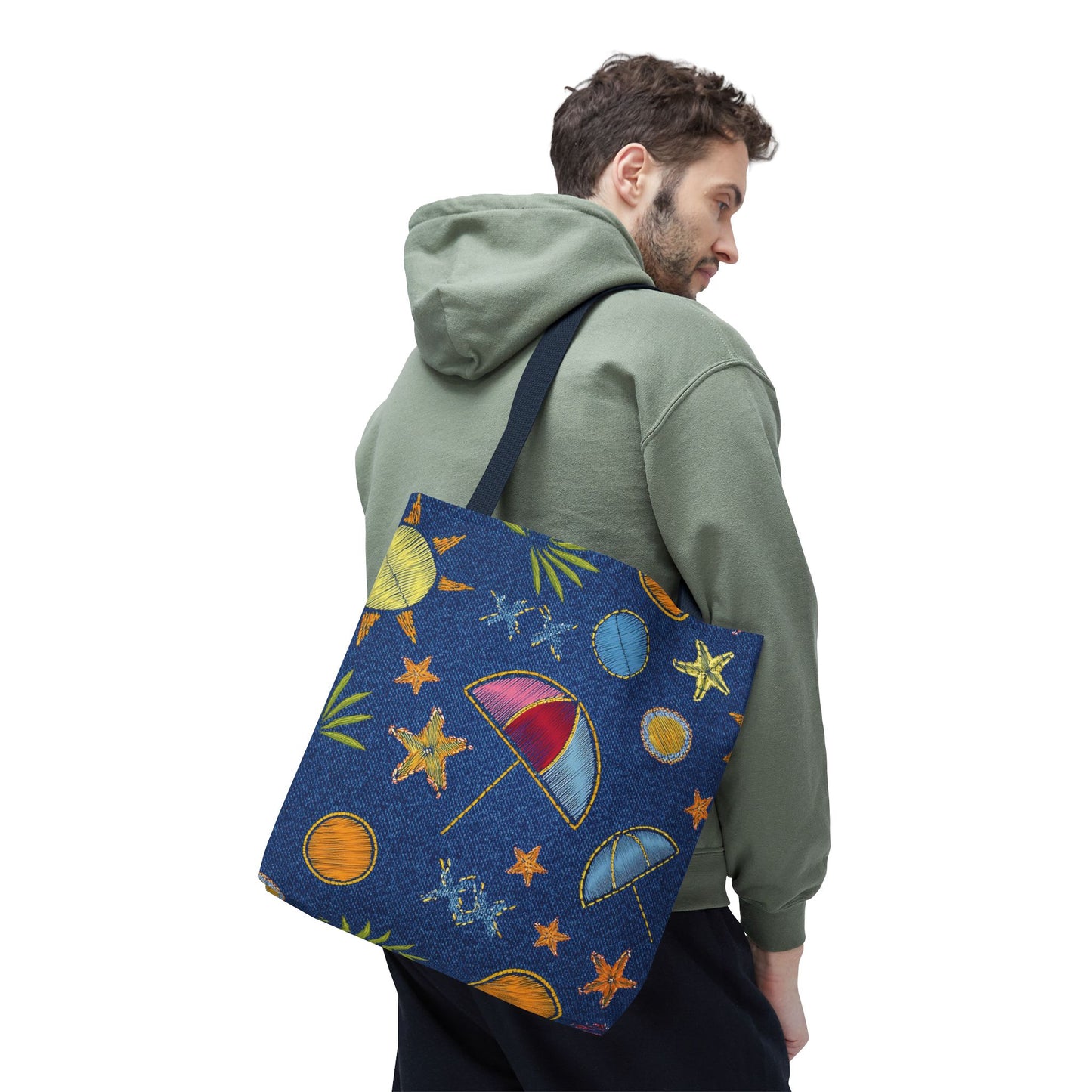 Denim Fabric Imitation Print Unisex Canvas Bag Poly Spun 3 Sizes Tote Bag 182-11