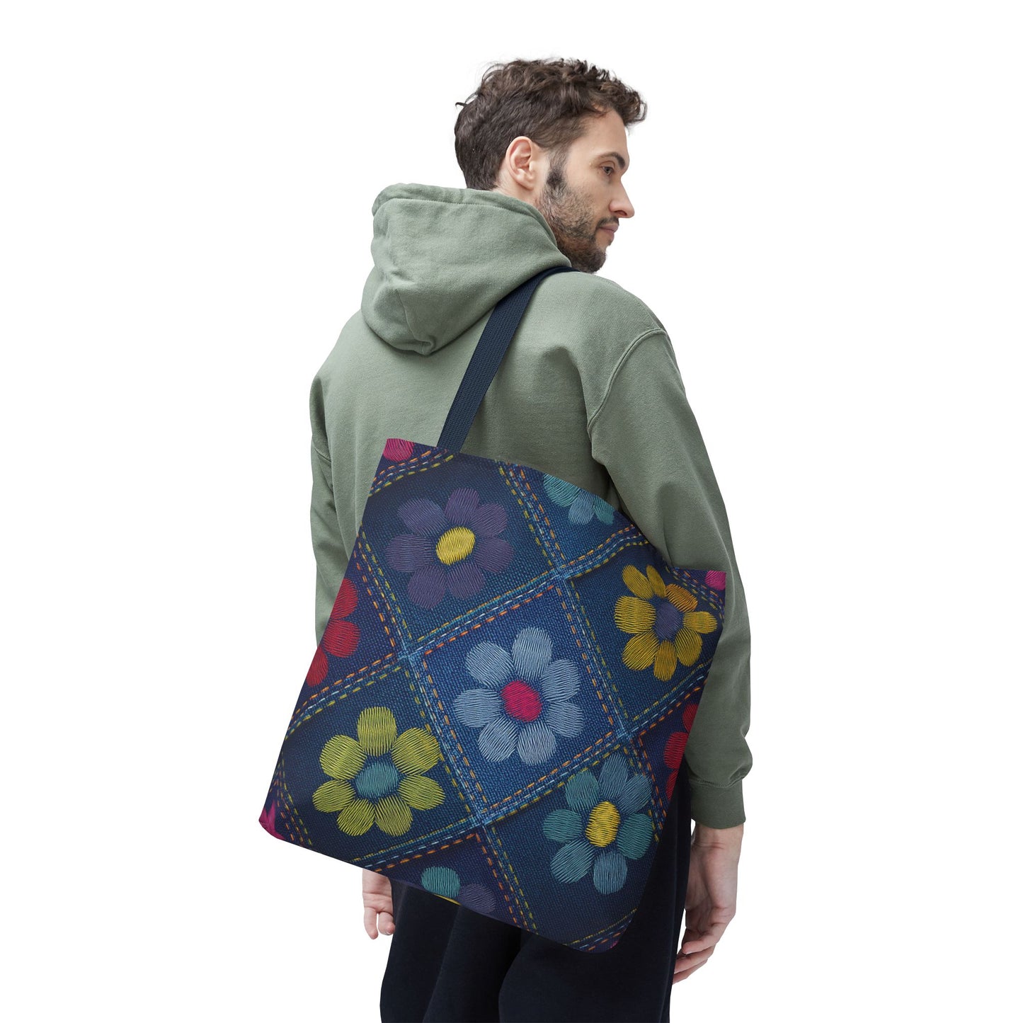 Denim Fabric Imitation Print Unisex Canvas Bag Poly Spun 3 Sizes Tote Bag 179