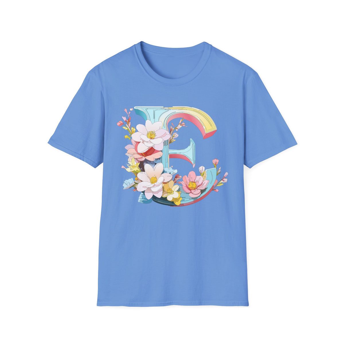 Floral Letter E T-Shirt | Monogram Initial Tee