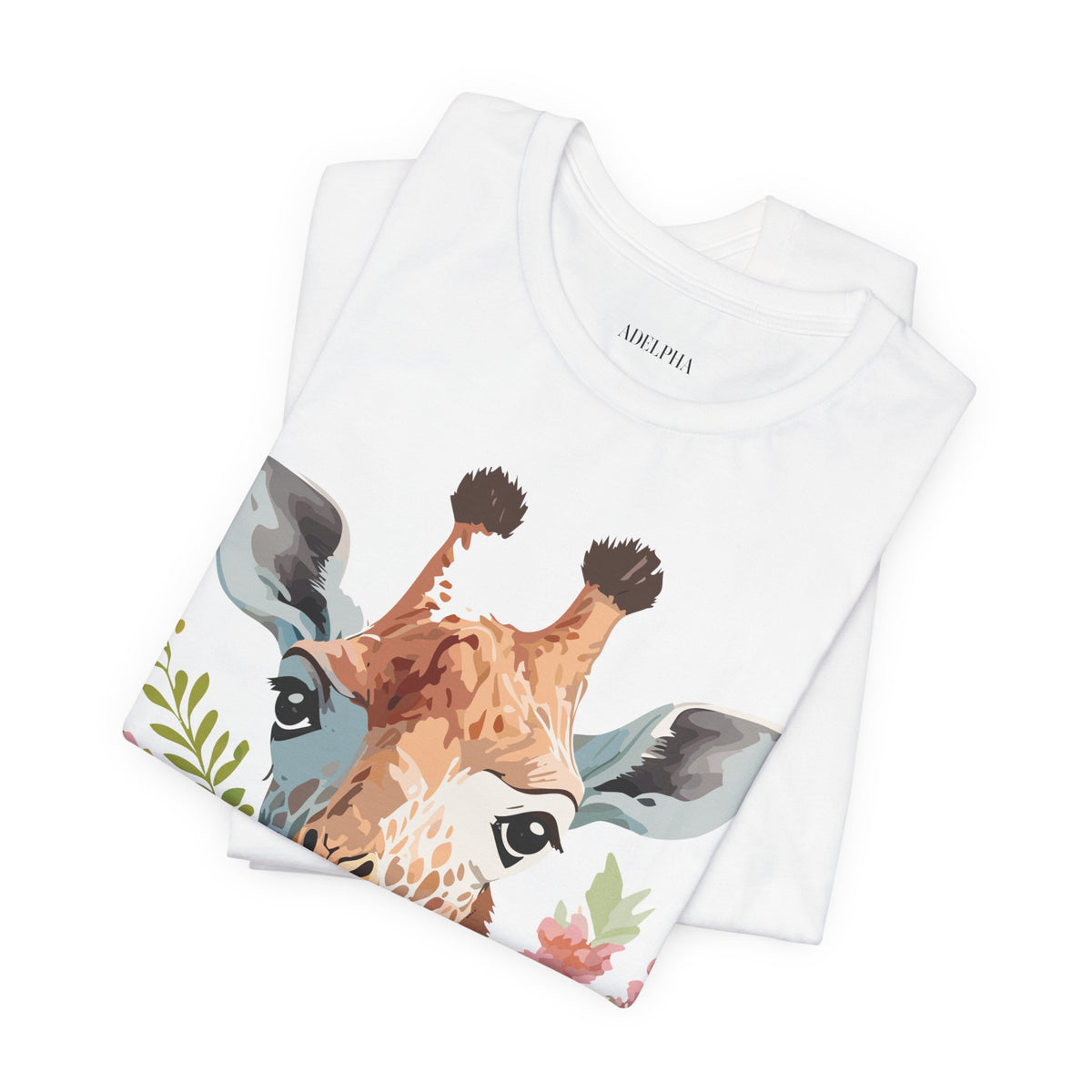 Giraffe Graphic Unisex Cotton Bella+Canvas Tee with Art Animal Design e21