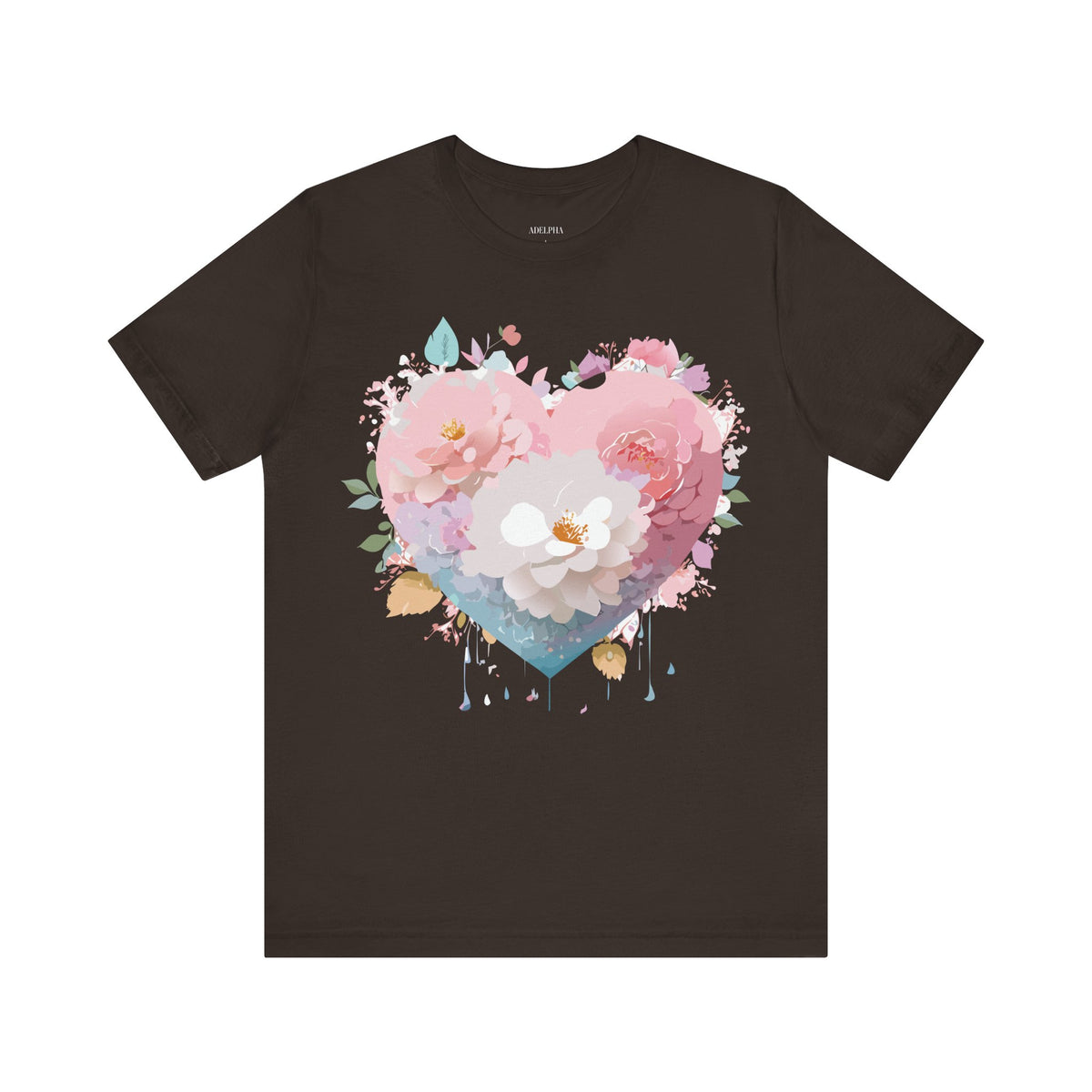 Valentine's Day Graphic Unisex Cotton Bella+Canvas Tee with Floral Art Design d120