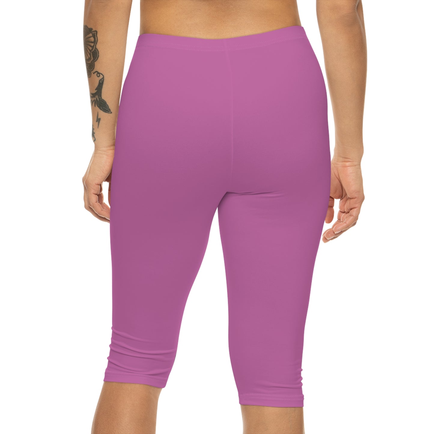 Petal Pink Color Women's Brushed Suede Poly Span Casual Capri Leggings XS-2XL