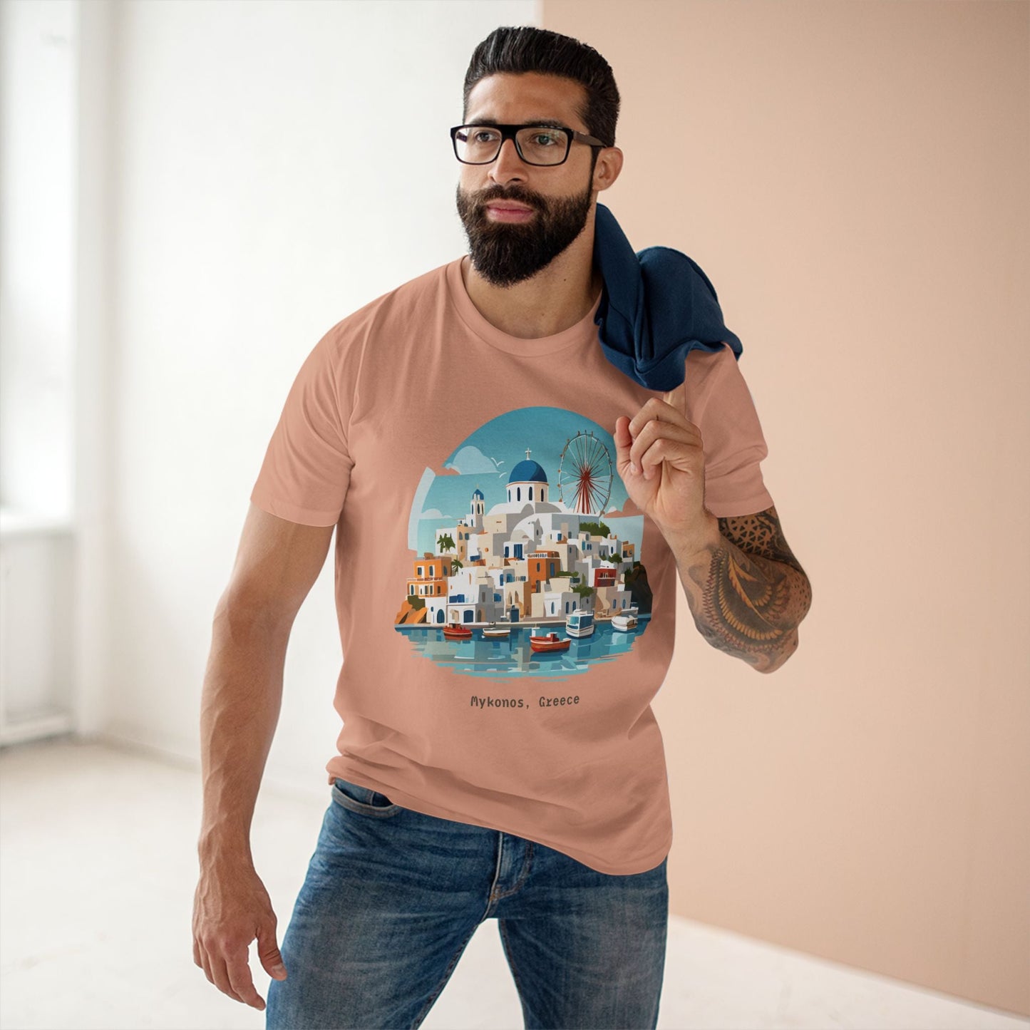 Unisex Greece Travel Shirt With Original Art Design Premium Cotton Tee Retro2Nova