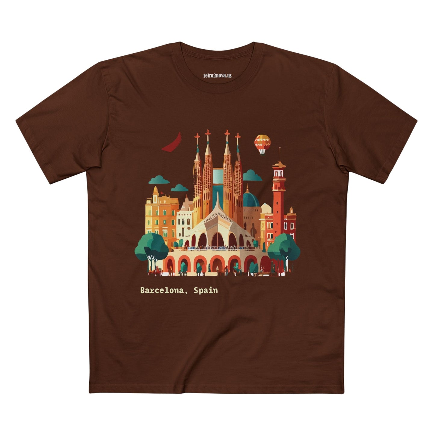Barcelona Travel Shirt Unisex Cotton Art Tee Retro2Nova Premium Quality Original Art Design