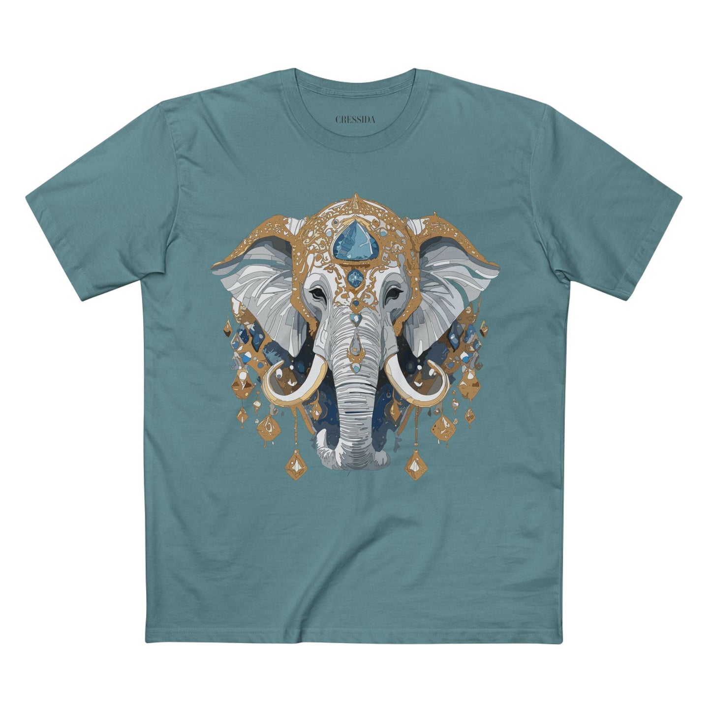 Elephant Graphic Unisex 100 Cotton Tee With Unique Animal Golden Medallion Art Design 40