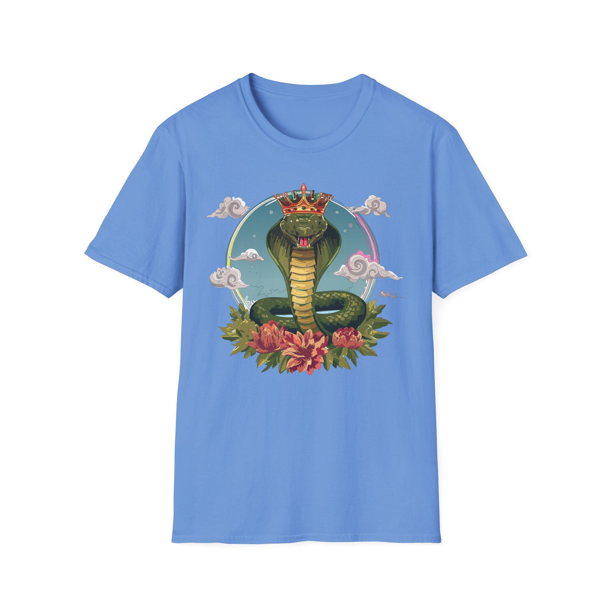Crowned King Cobra T-Shirt | Snake Illustration, Regal Reptile Art