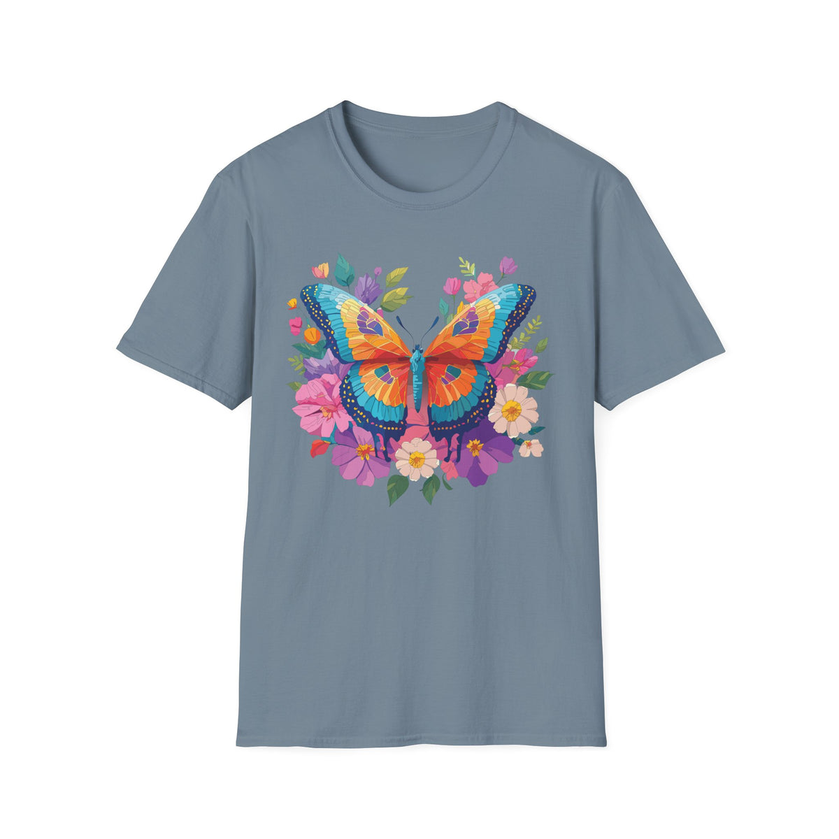 Colorful Butterfly Floral Tee | Vibrant Monarch Butterfly Graphic Tee Unisex 100 Cotton Gildan T-Shirt