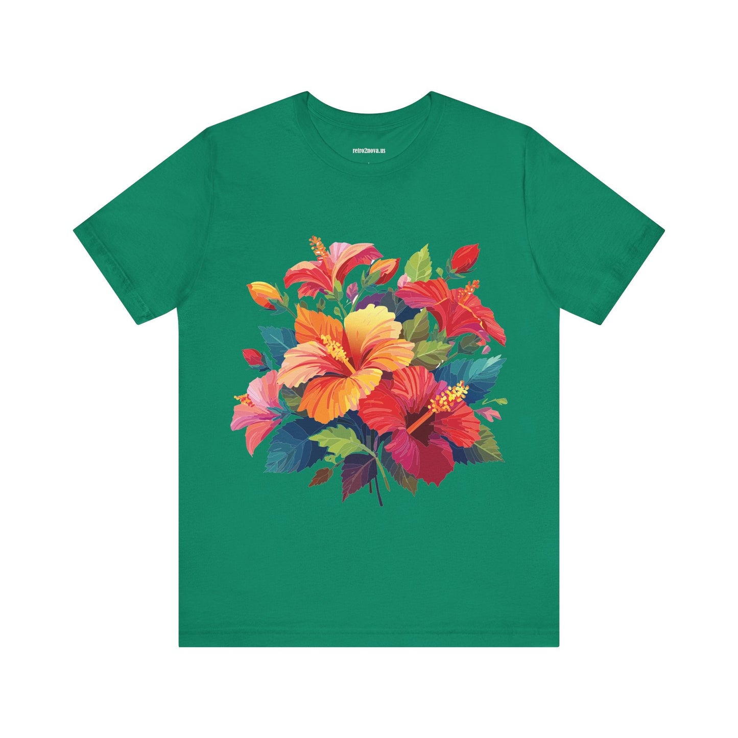 Retro2Nova Floral Shirt Unisex Jersey Short Sleeve Tee From Flowers Collection Bold Vibrant Design